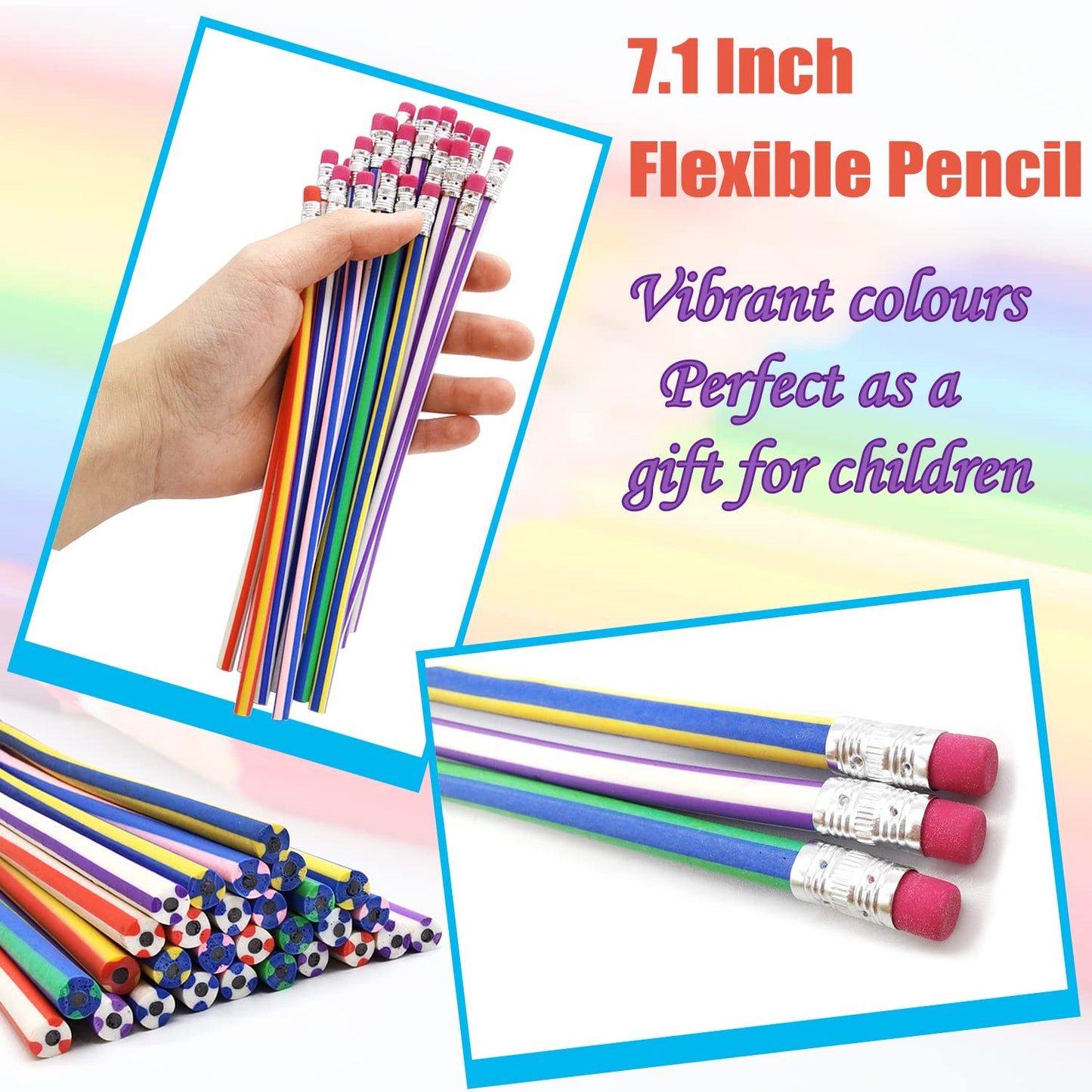 Guuozzli 45 Pack Flexible Soft Pencil – 7.1 Inch Magic Bend Pencils for Kids