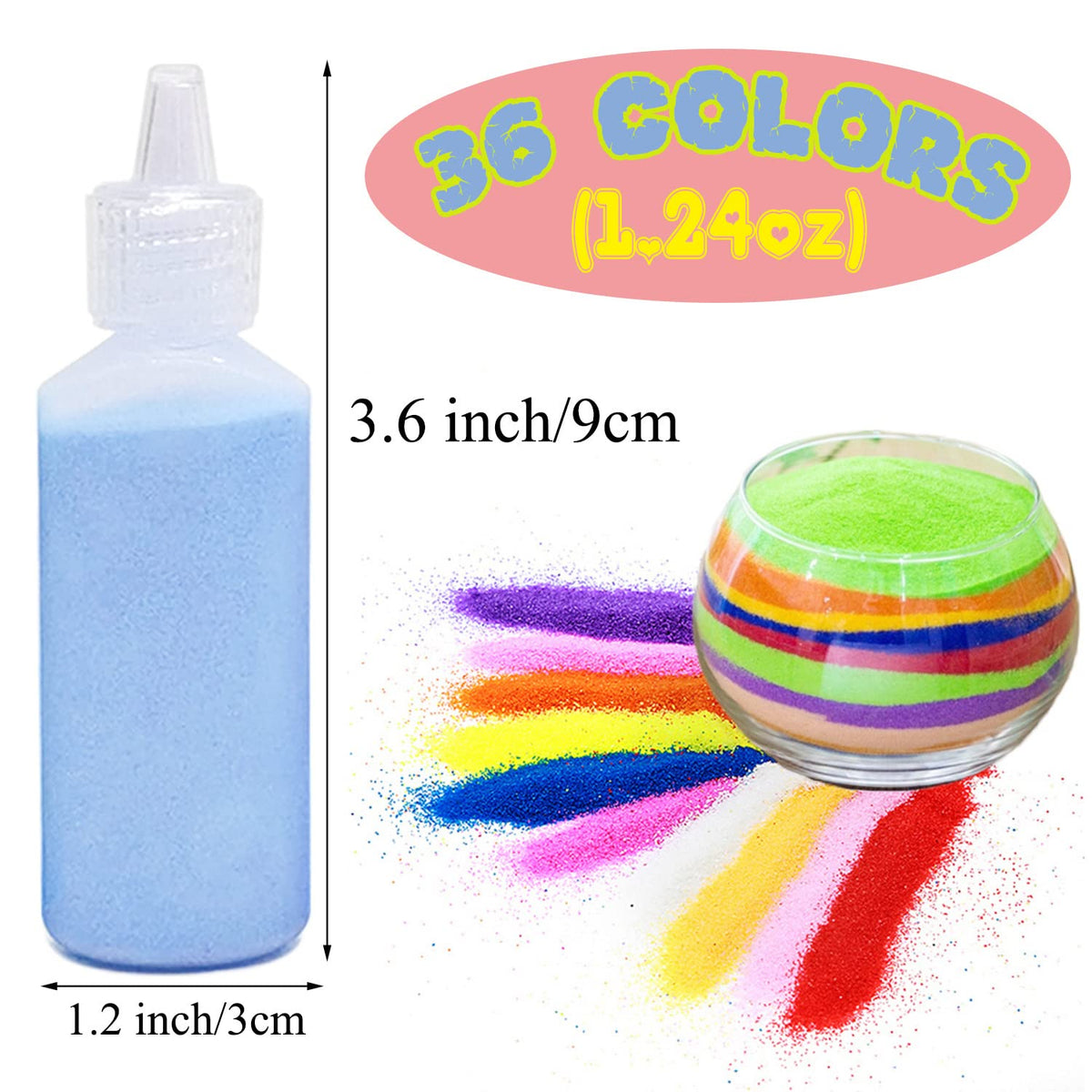 Guuozzli 36 PCS Art Sand Kit – DIY Scenic Sand Painting & Wedding Decoration Bottles