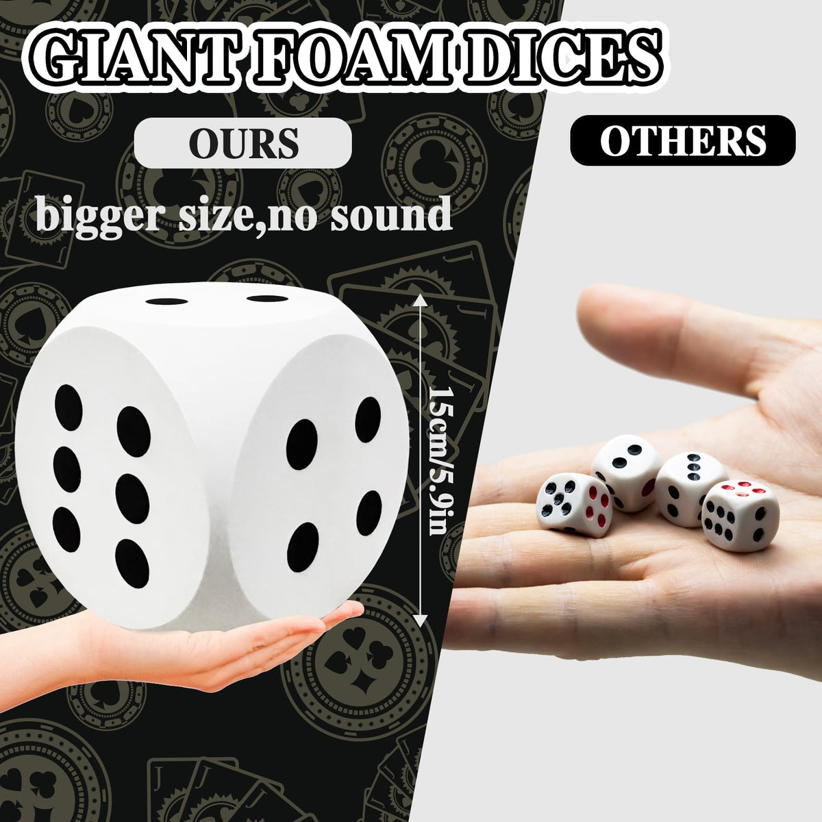 Guuozzli 6-Inch White Foam Dice – Giant Educational Dice for Games and Learning