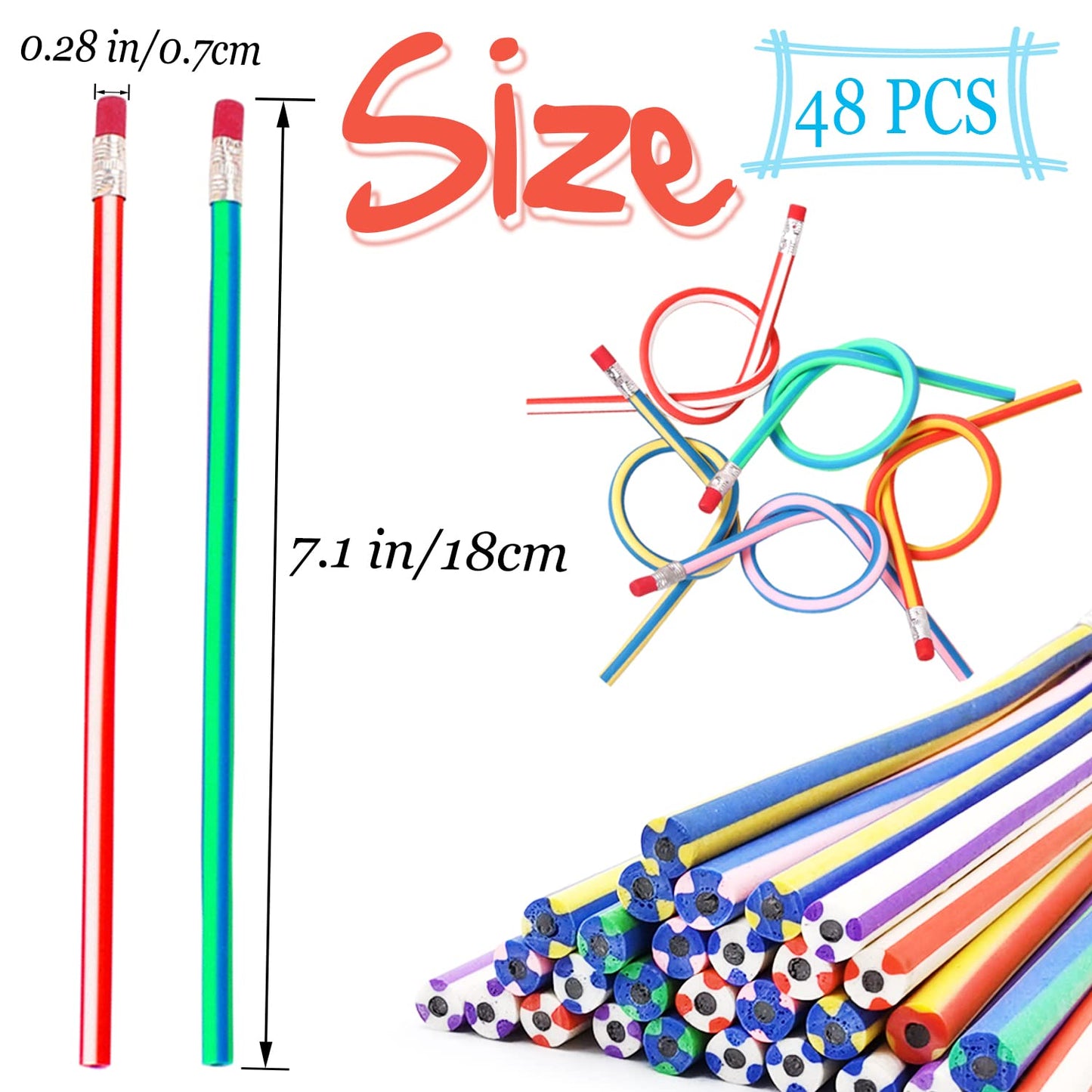 Guuozzli 45 Pack Flexible Soft Pencil – 7.1 Inch Magic Bend Pencils for Kids