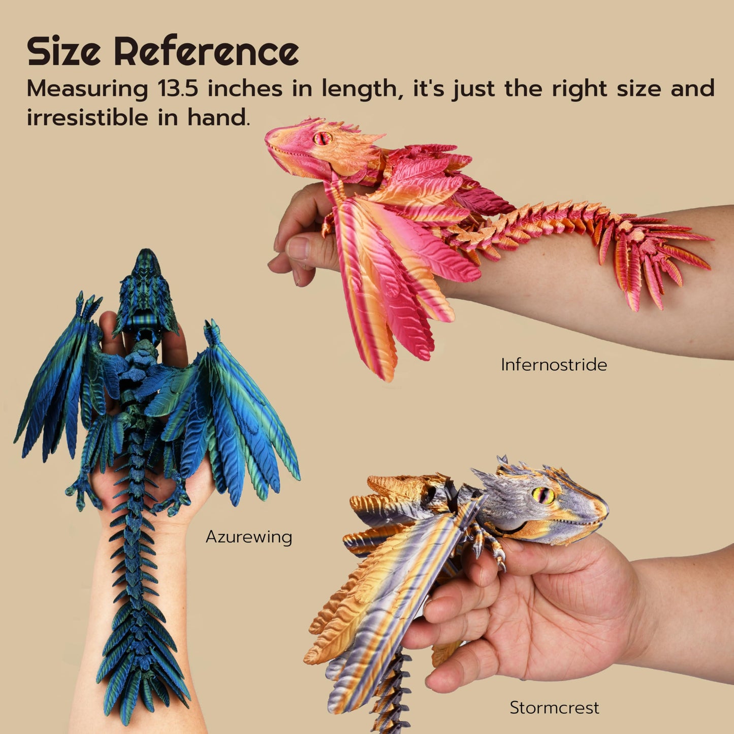 Guwewu Feathered Wyvern Dragon – Articulated 3D Printed Desktop Pet (Stellarscale)