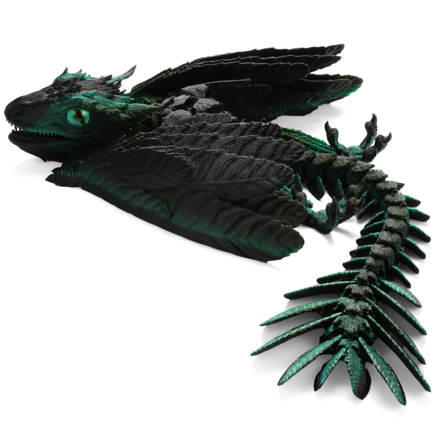 Guwewu Feathered Wyvern Dragon | 3D Printed Articulated Desktop Fidget Toy (Viridrak)