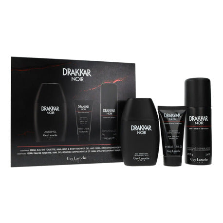 Guy Laroche Drakkar Noir Gift Set 100ml EDT + 150ml Deodorant Spray + 50ml Shower Gel