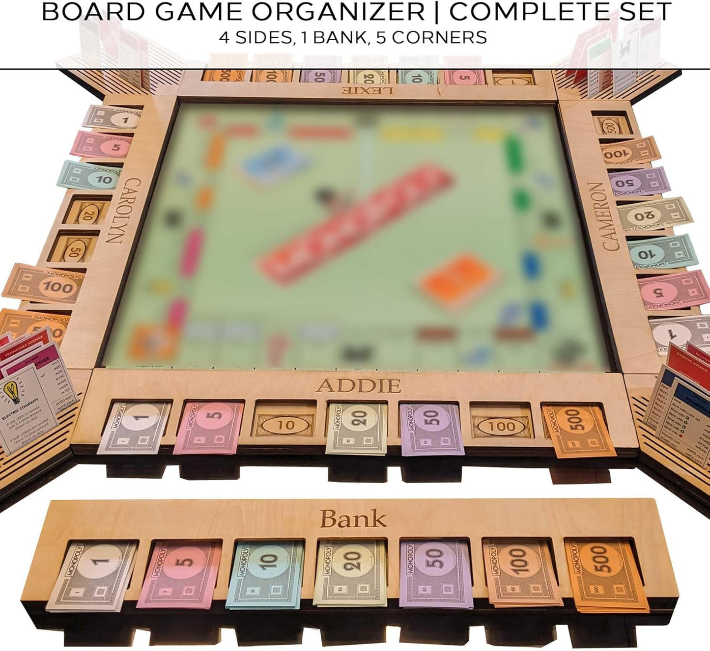 GUYTRENDz Custom Board Game Frame – Personalized Monopoly Organizer (Walnut)