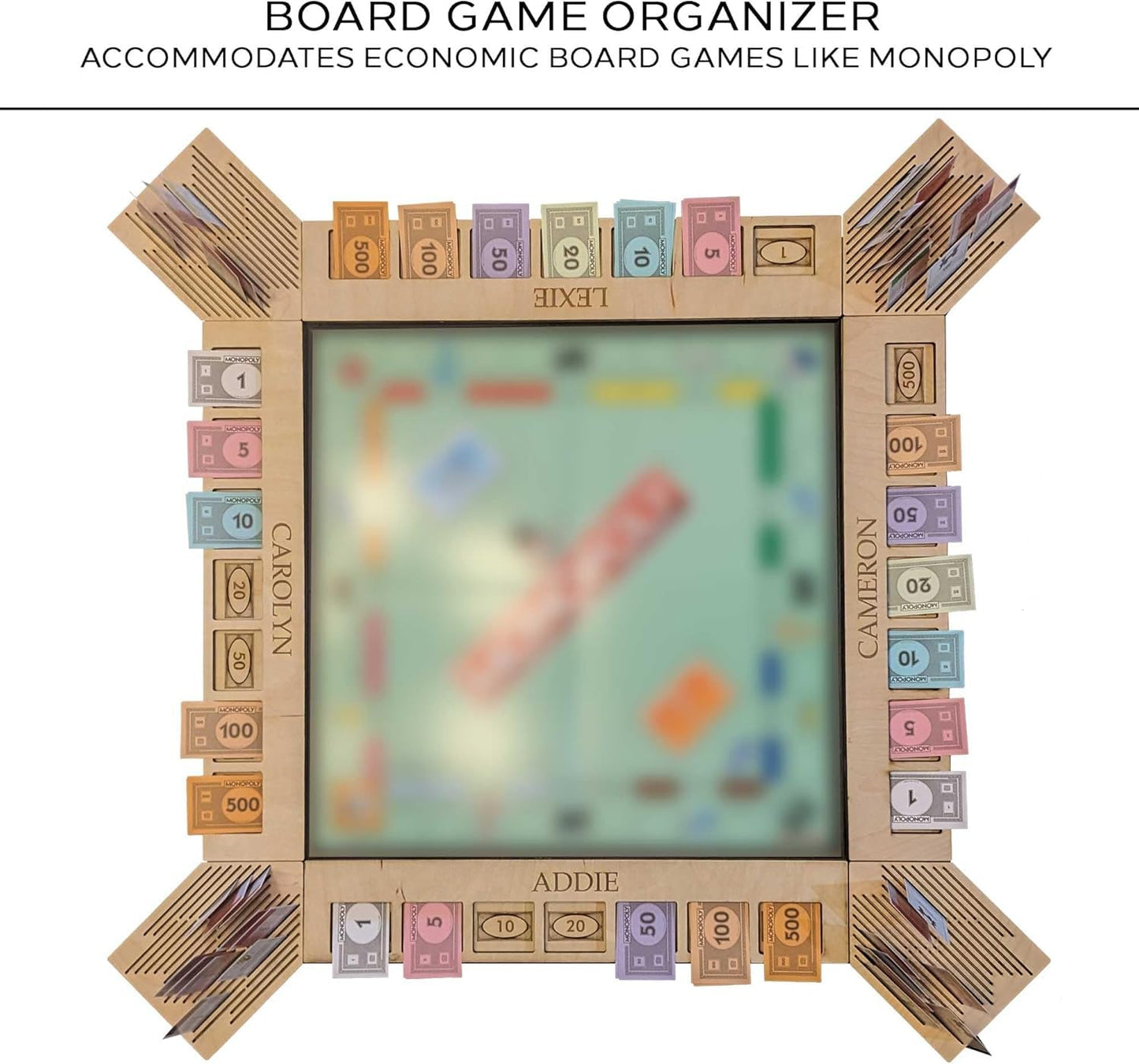 GUYTRENDz Custom Board Game Frame – Personalized Monopoly Organizer (Walnut)