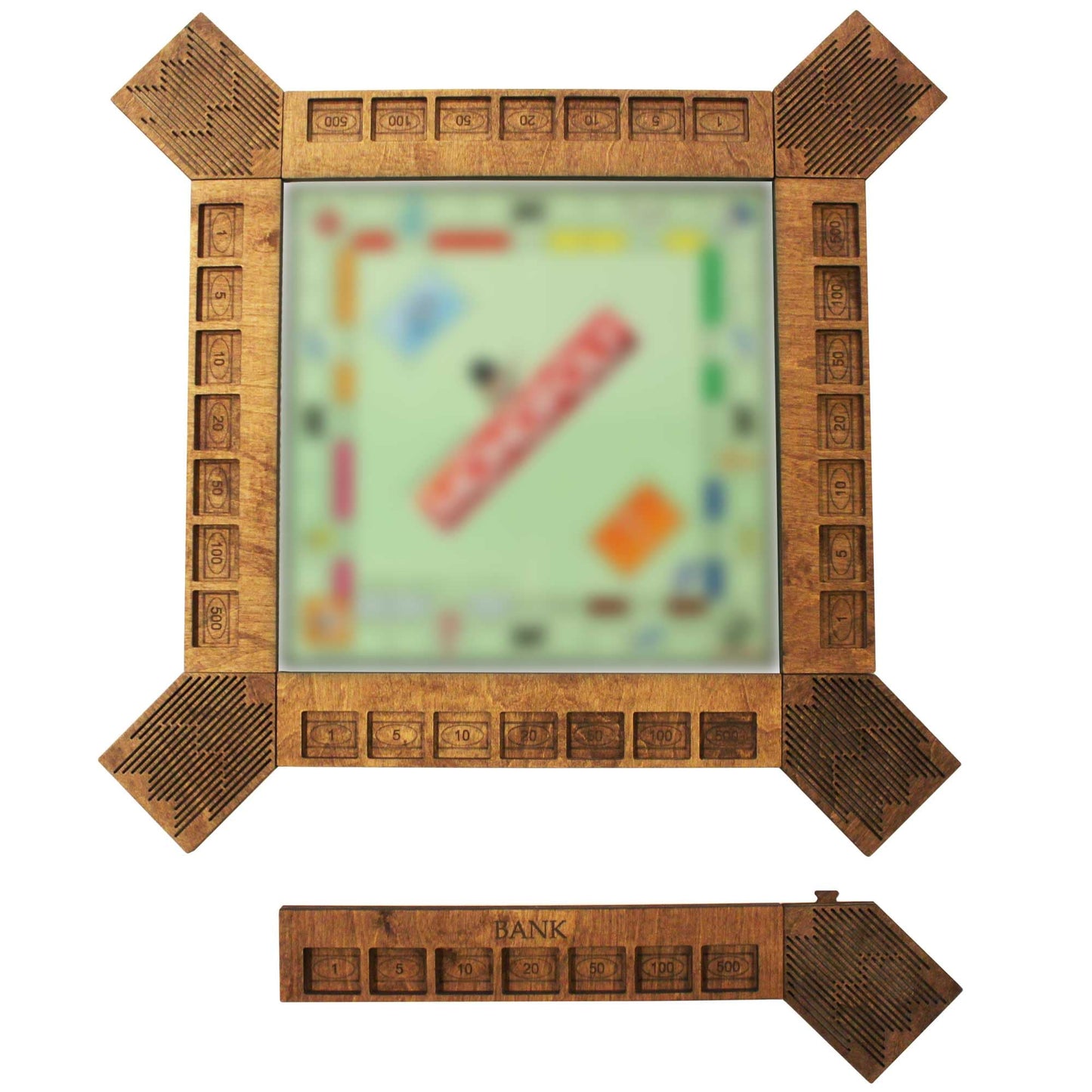 GUYTRENDz Custom Board Game Frame — Personalized Monopoly Organizer, Red Oak