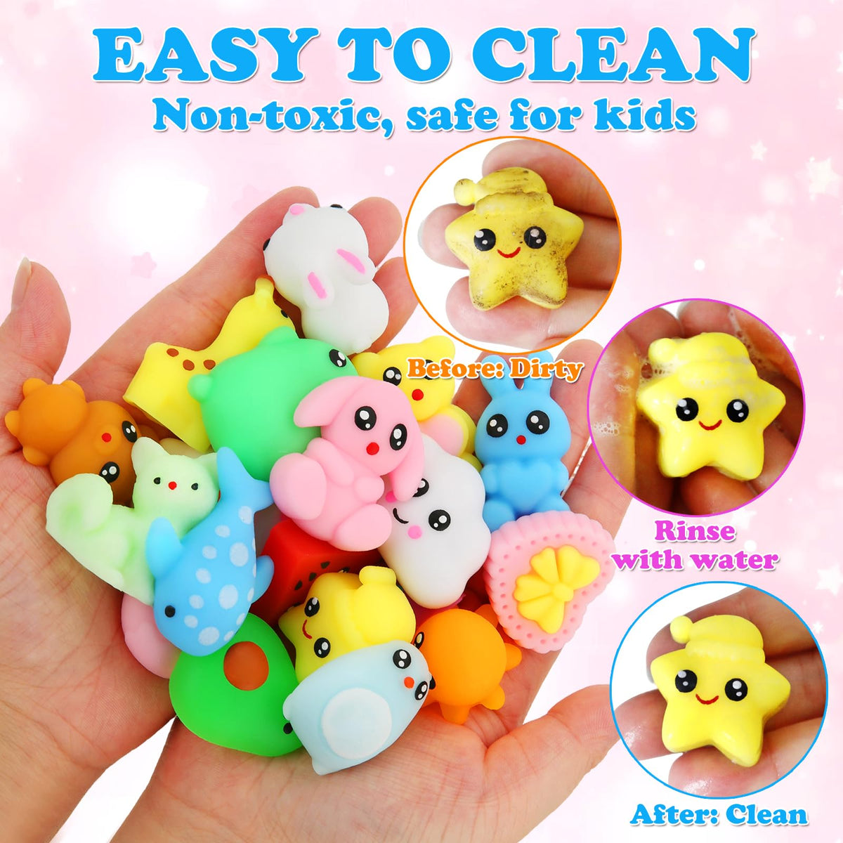 GWAHSA Mochi Squishy Toys – 27pc Mini Kawaii Squishies for Party Favors & Classroom Prizes