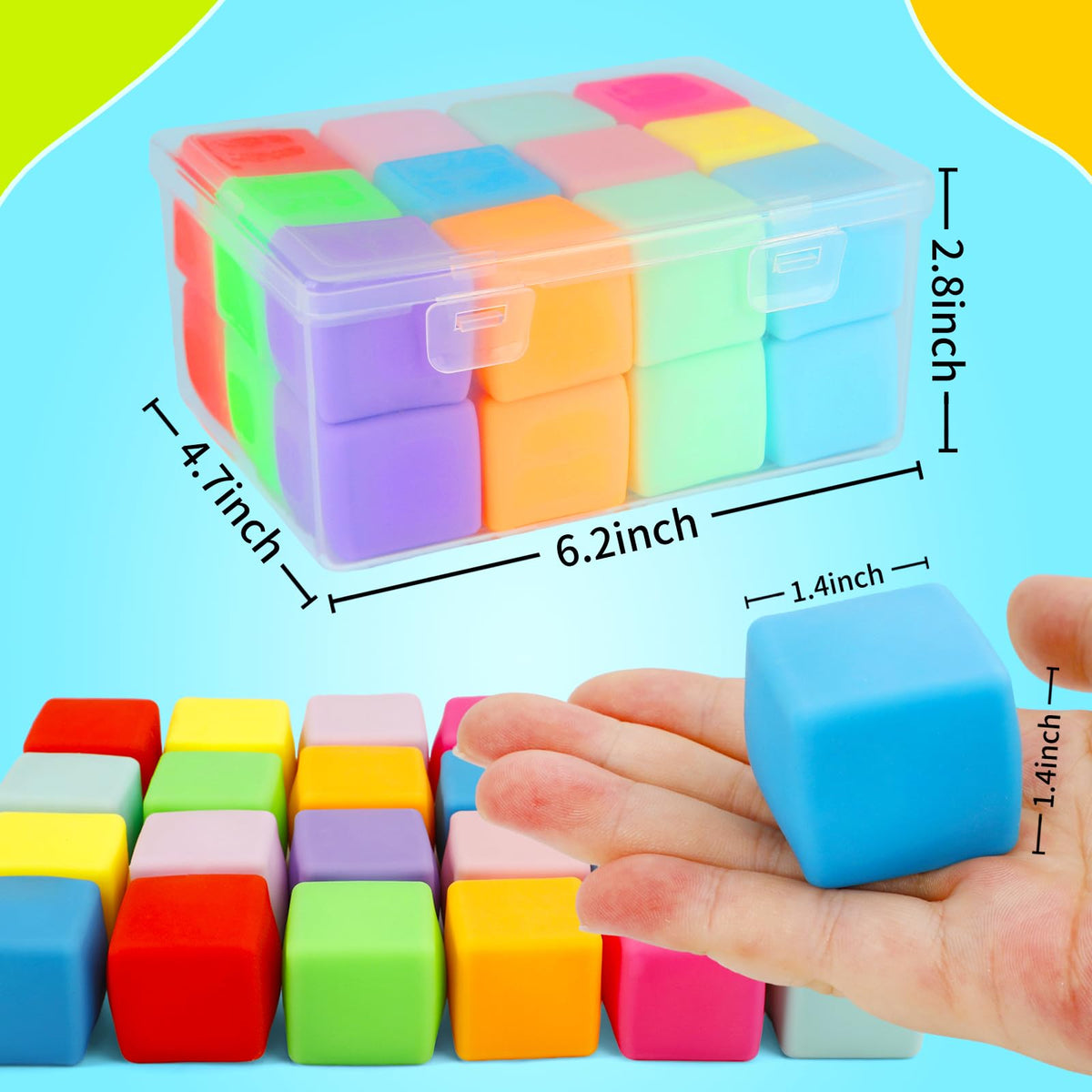 GWAHSA Squishy Fidget Toys – 24 Pack Stress Cubes for Focus