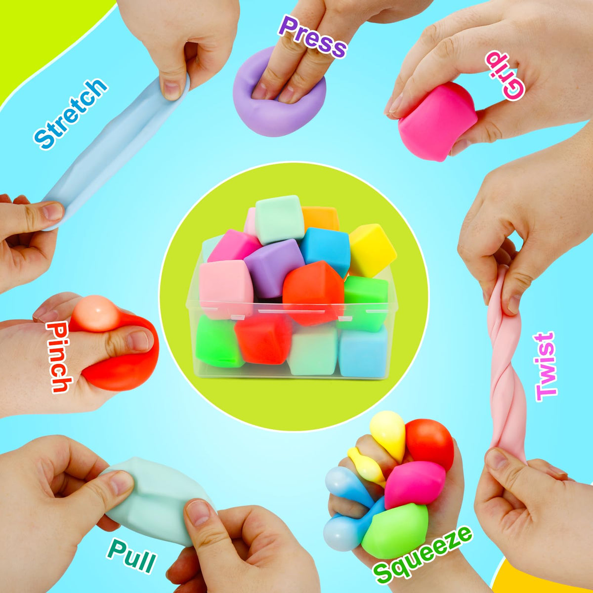 GWAHSA Squishy Fidget Toys – 24 Pack Stress Cubes for Focus