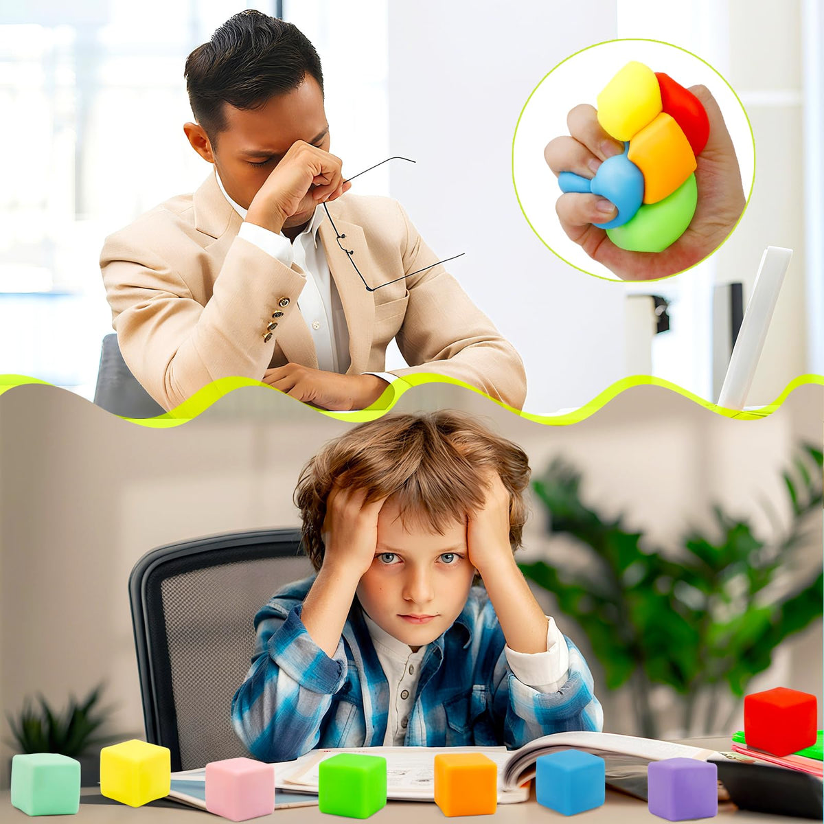 GWAHSA Squishy Fidget Toys – 24 Pack Stress Cubes for Focus