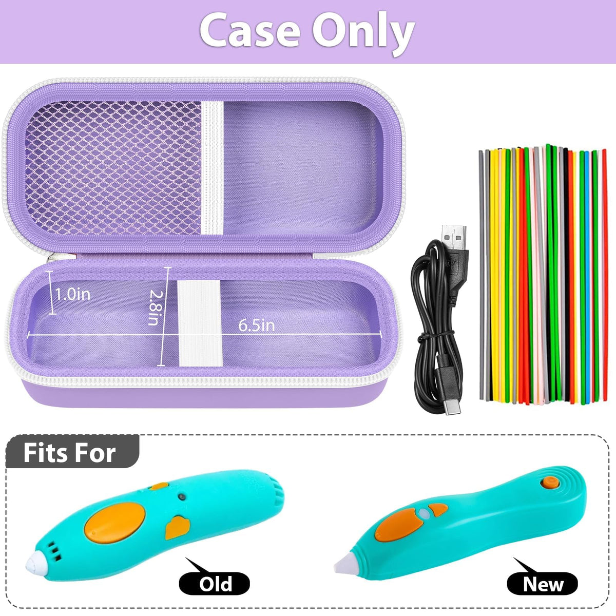 GWCASE Case for 3Doodler Start+ Essentials – Travel Organizer & Charger (Purple)
