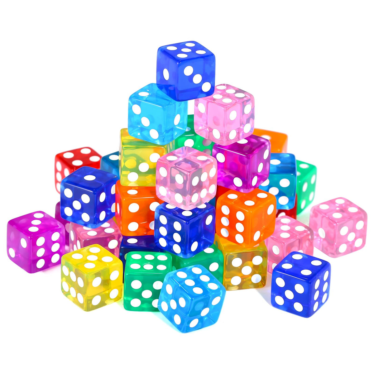 GWHOLE 40-Dice Set — 8 Translucent Colors for Games & Math