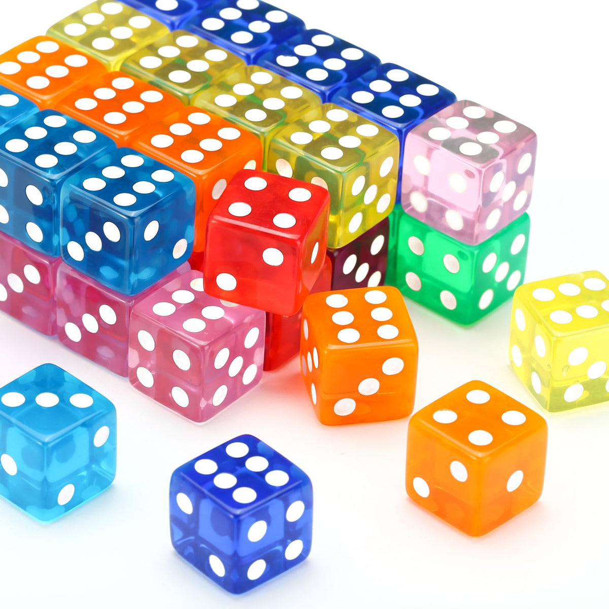 GWHOLE 40-Dice Set — 8 Translucent Colors for Games & Math