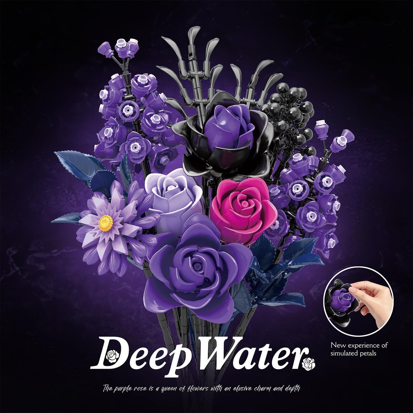 GXJTYYBS Ideas Halloween Purple Flowers Gothic Rose — 822-Piece Lego-Compatible Botanical Decor Gift