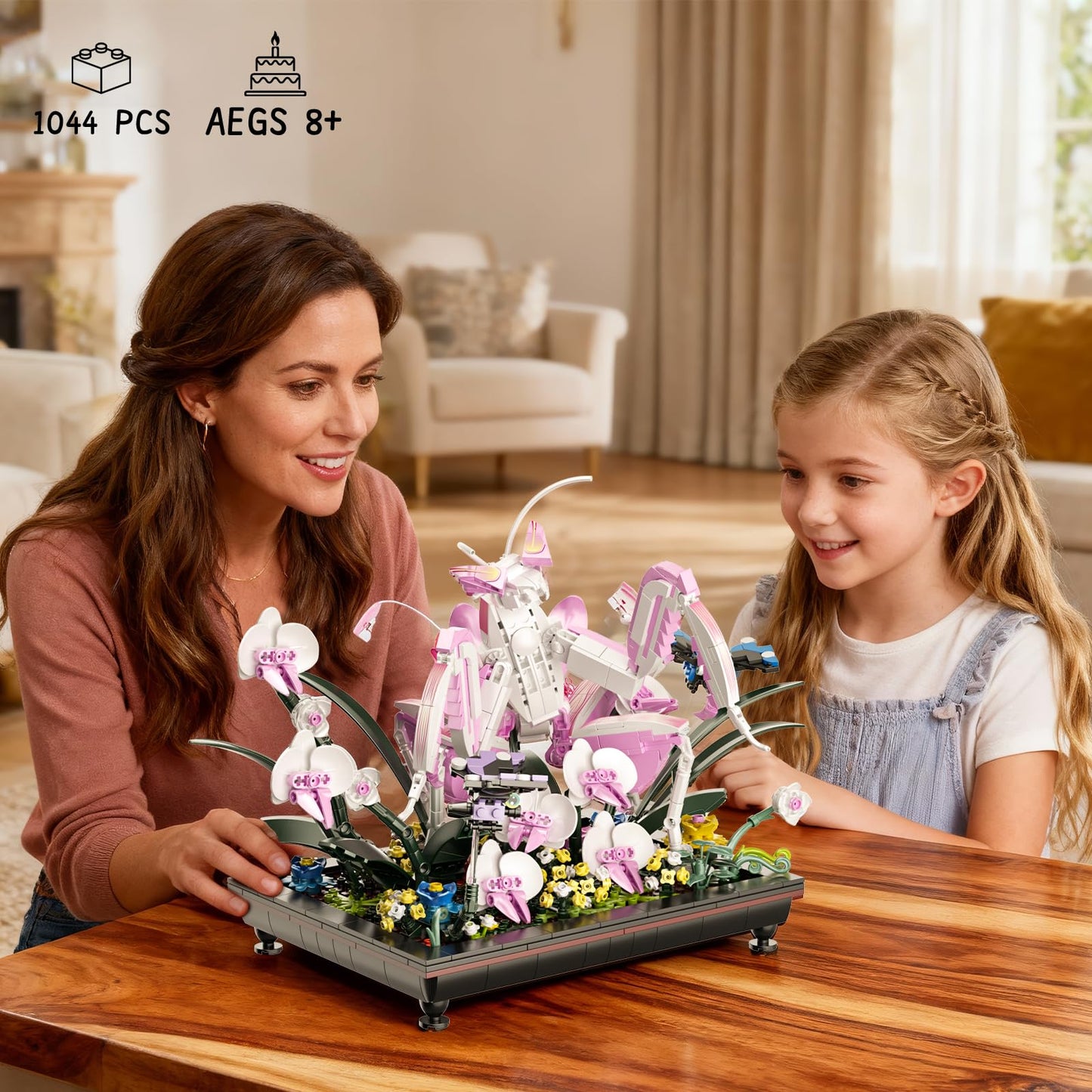 GXJTYYBS Orchid Praying Mantis Bonsai Building Set – 1,077-Piece STEM Kit for Teens & Adults