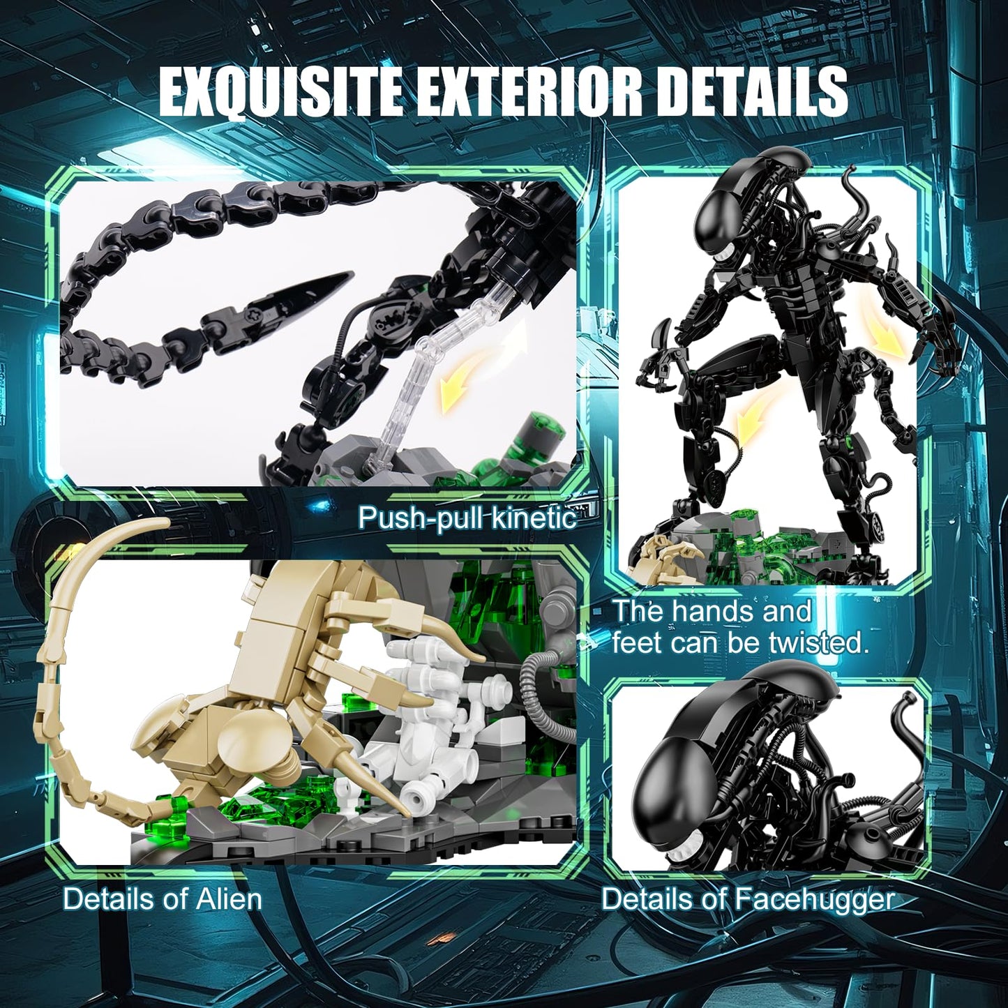 GXJTYYBS Xenomorph Building Set — Poseable Alien Figure Kit (958 PCS)
