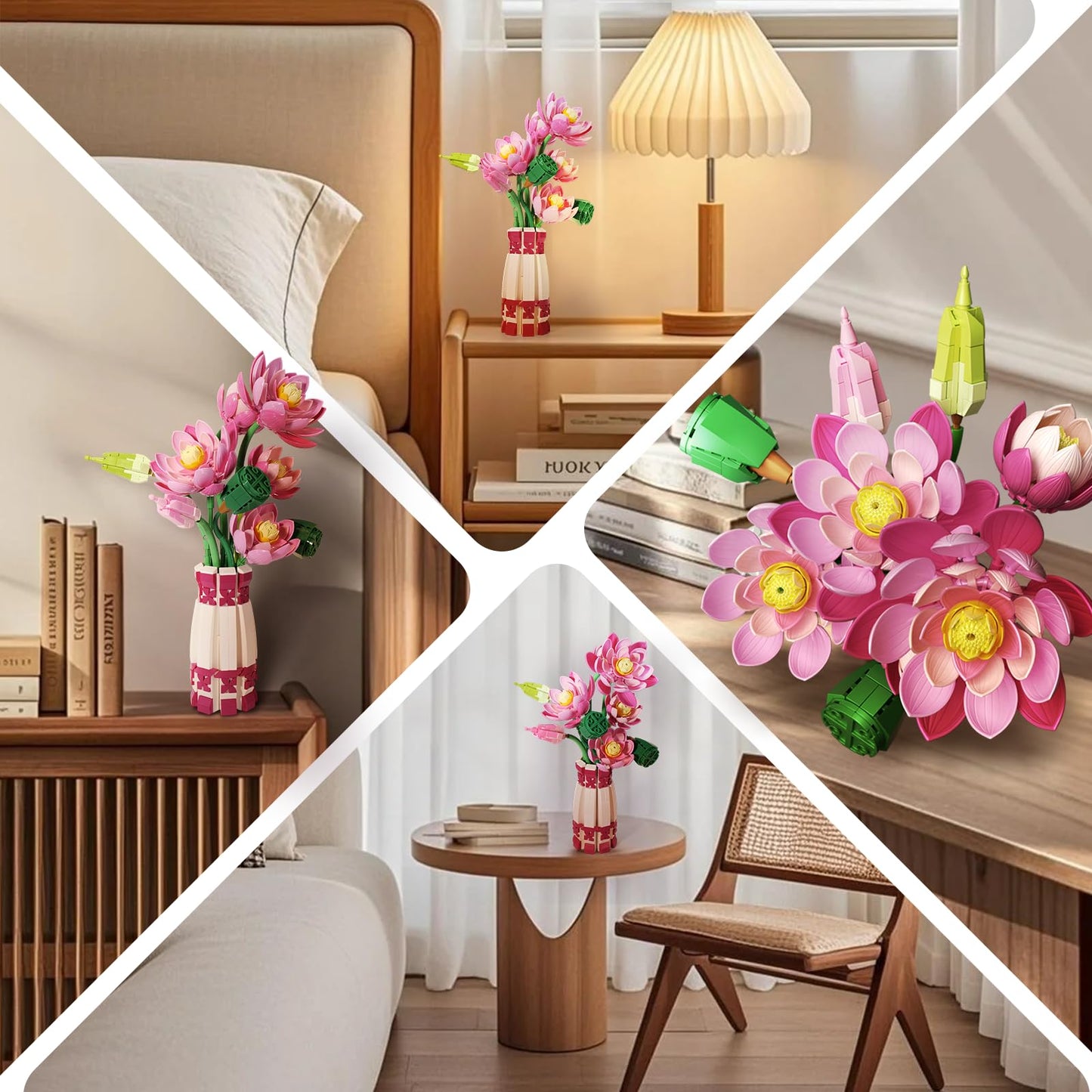 GXJTYYBS Ideas Lotus Flowers Botanical Building Set - 710-Piece Lego-Compatible MOC for Home & Office Decor