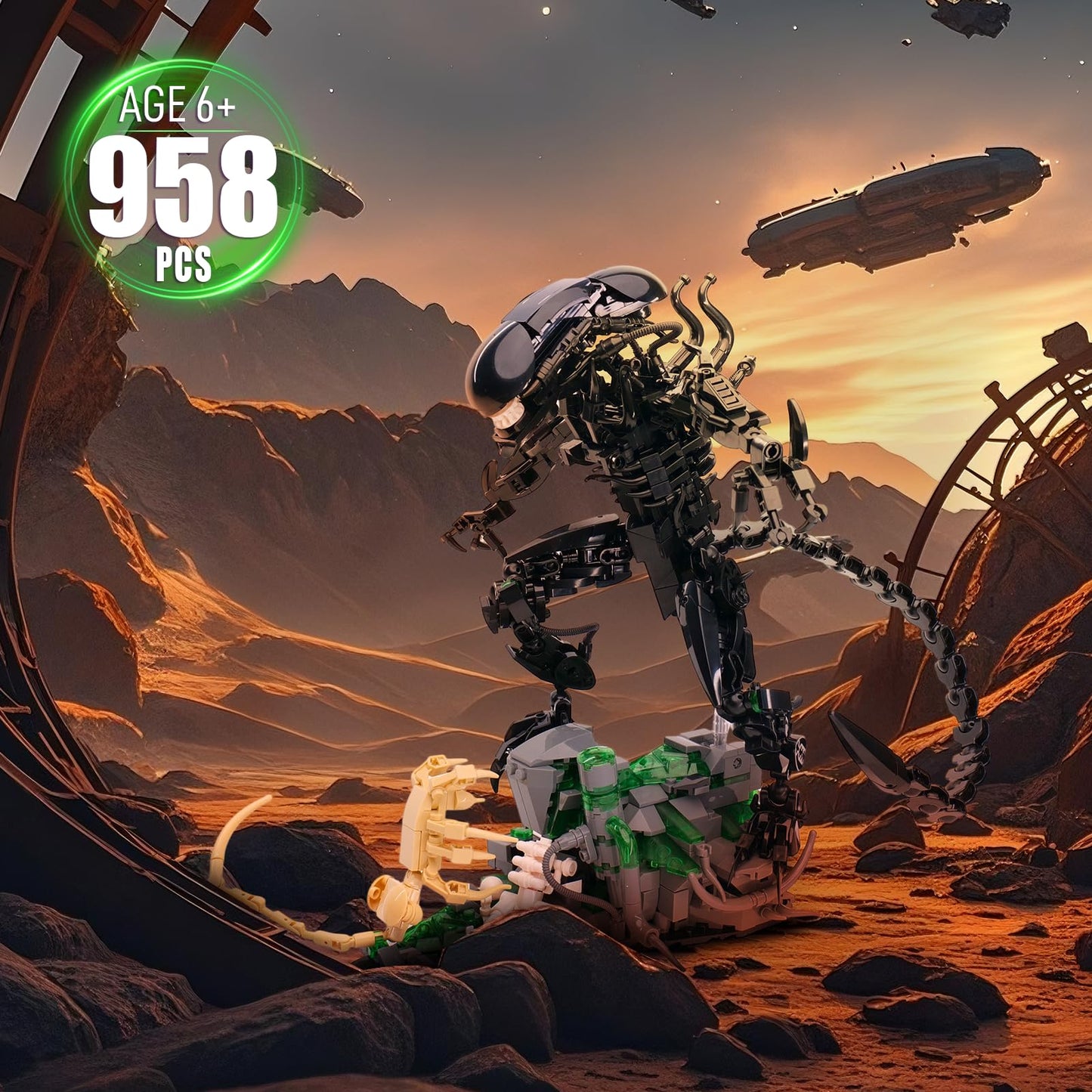 GXJTYYBS Xenomorph Building Set — Poseable Alien Figure Kit (958 PCS)
