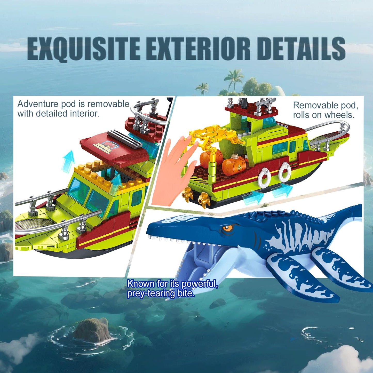GXJTYYBS Ideas 3-in-1 Sea Dinosaur Mosasaurus Building Blocks Kit - 327 PCS, LEGO Dinosaur World Compatible