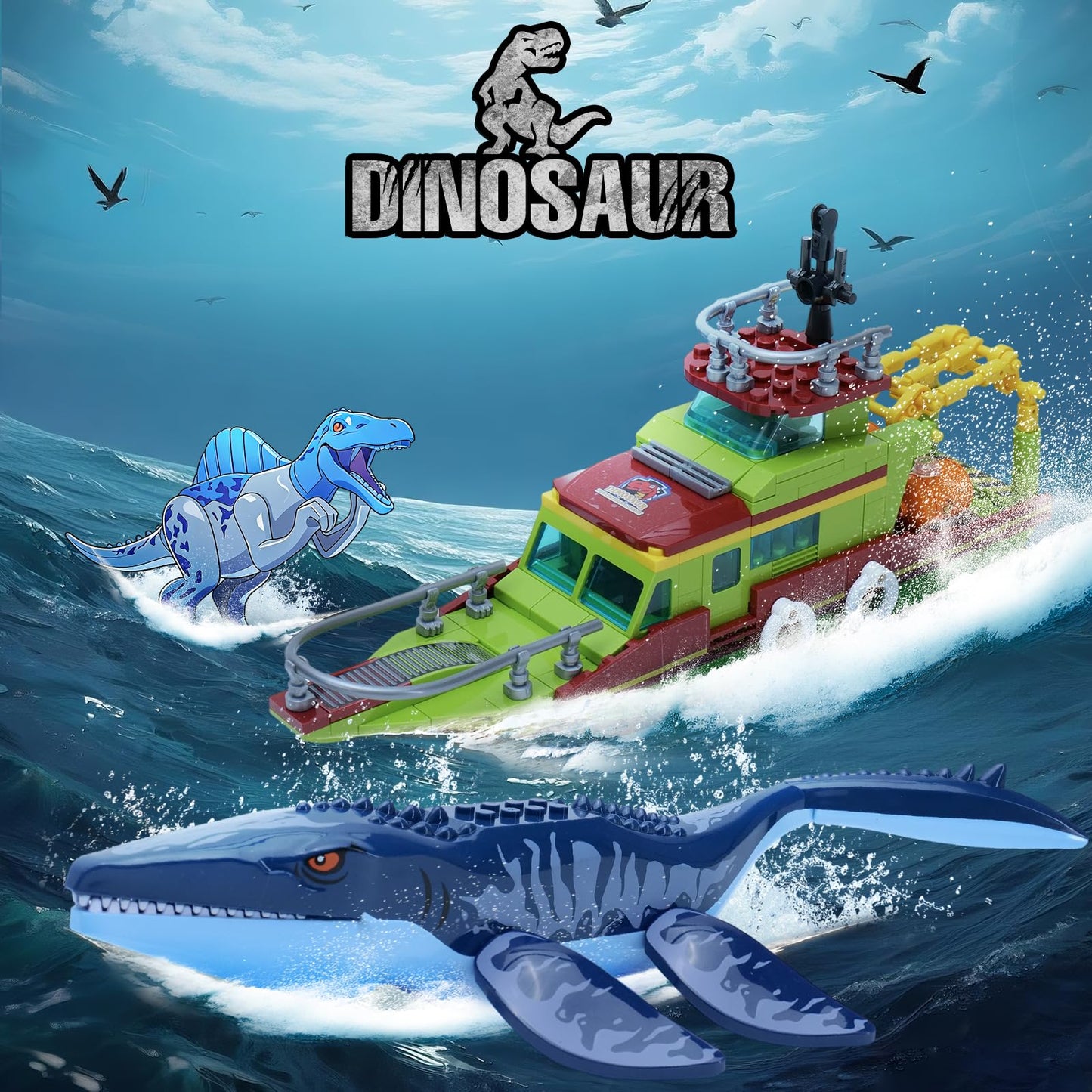 GXJTYYBS Ideas 3-in-1 Sea Dinosaur Mosasaurus Building Blocks Kit - 327 PCS, LEGO Dinosaur World Compatible