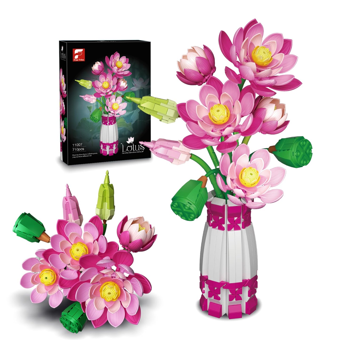 GXJTYYBS Ideas Lotus Flowers Botanical Building Set - 710-Piece Lego-Compatible MOC for Home & Office Decor