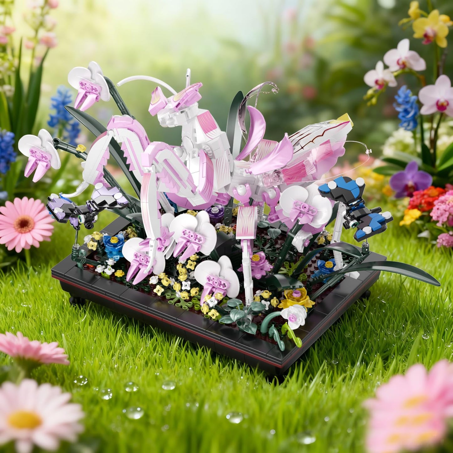GXJTYYBS Orchid Praying Mantis Bonsai Building Set – 1,077-Piece STEM Kit for Teens & Adults