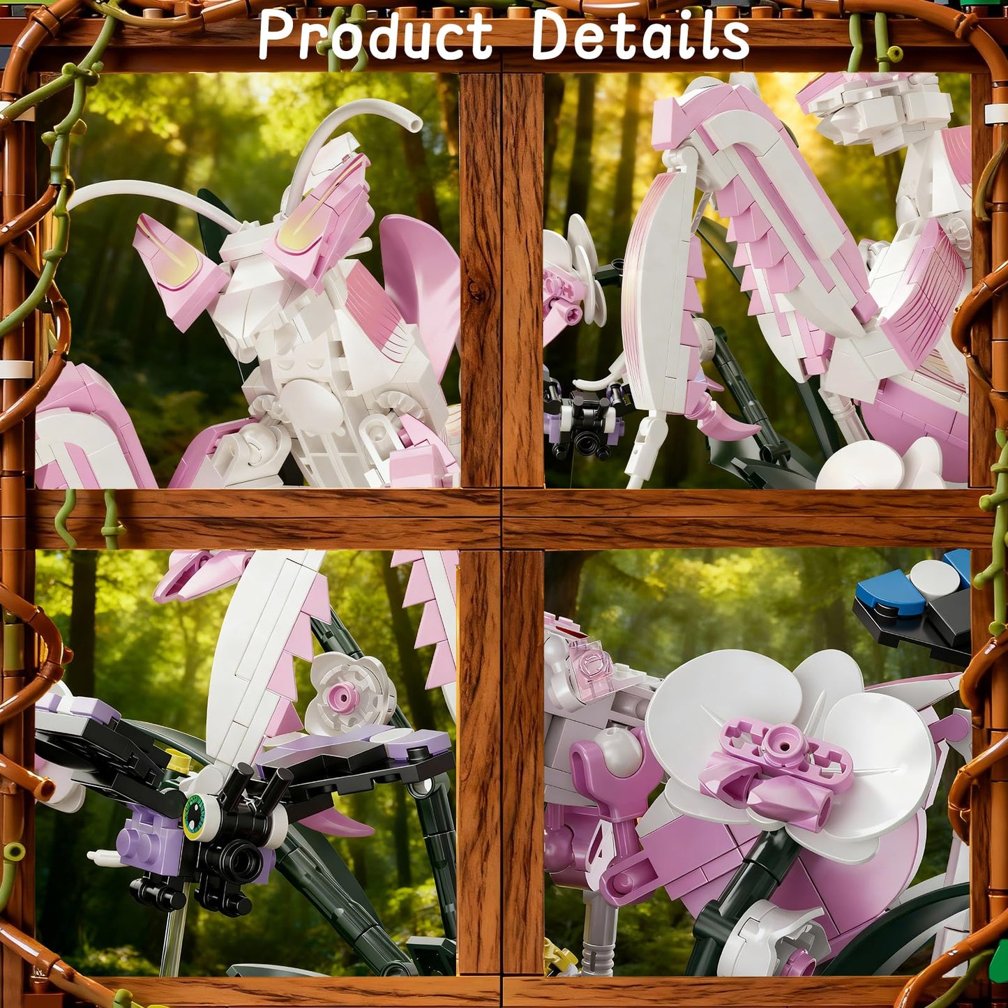 GXJTYYBS Orchid Praying Mantis Bonsai Building Set – 1,077-Piece STEM Kit for Teens & Adults