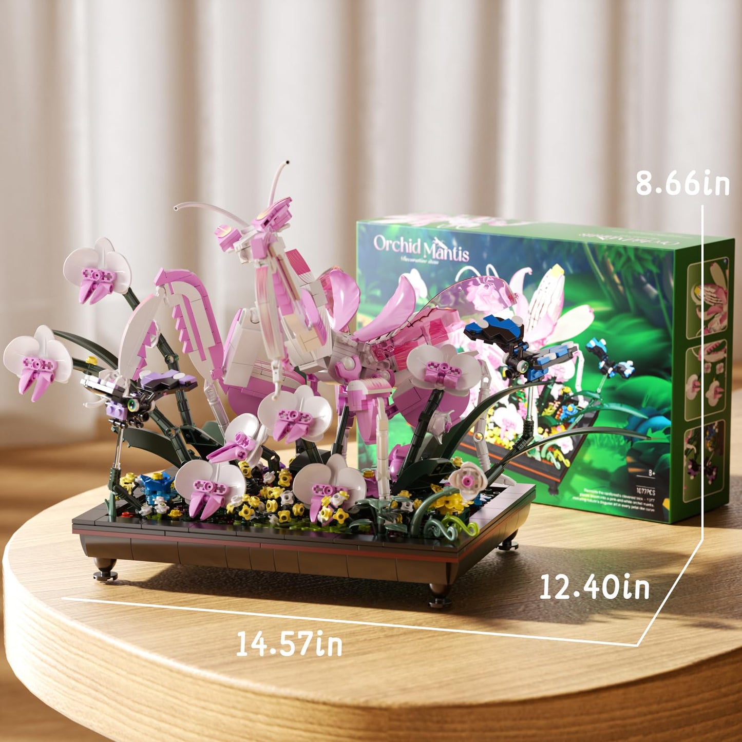 GXJTYYBS Orchid Praying Mantis Bonsai Building Set – 1,077-Piece STEM Kit for Teens & Adults