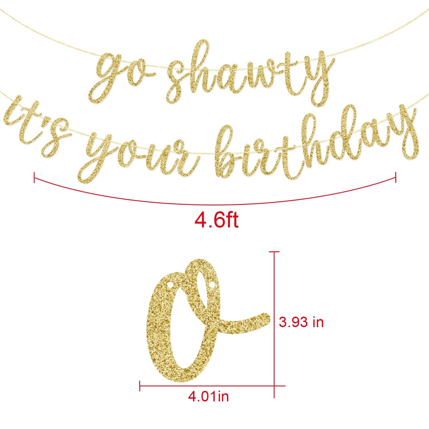GXSOVSO Go Shawty Birthday Banner - Gold Hip Hop Party Decor