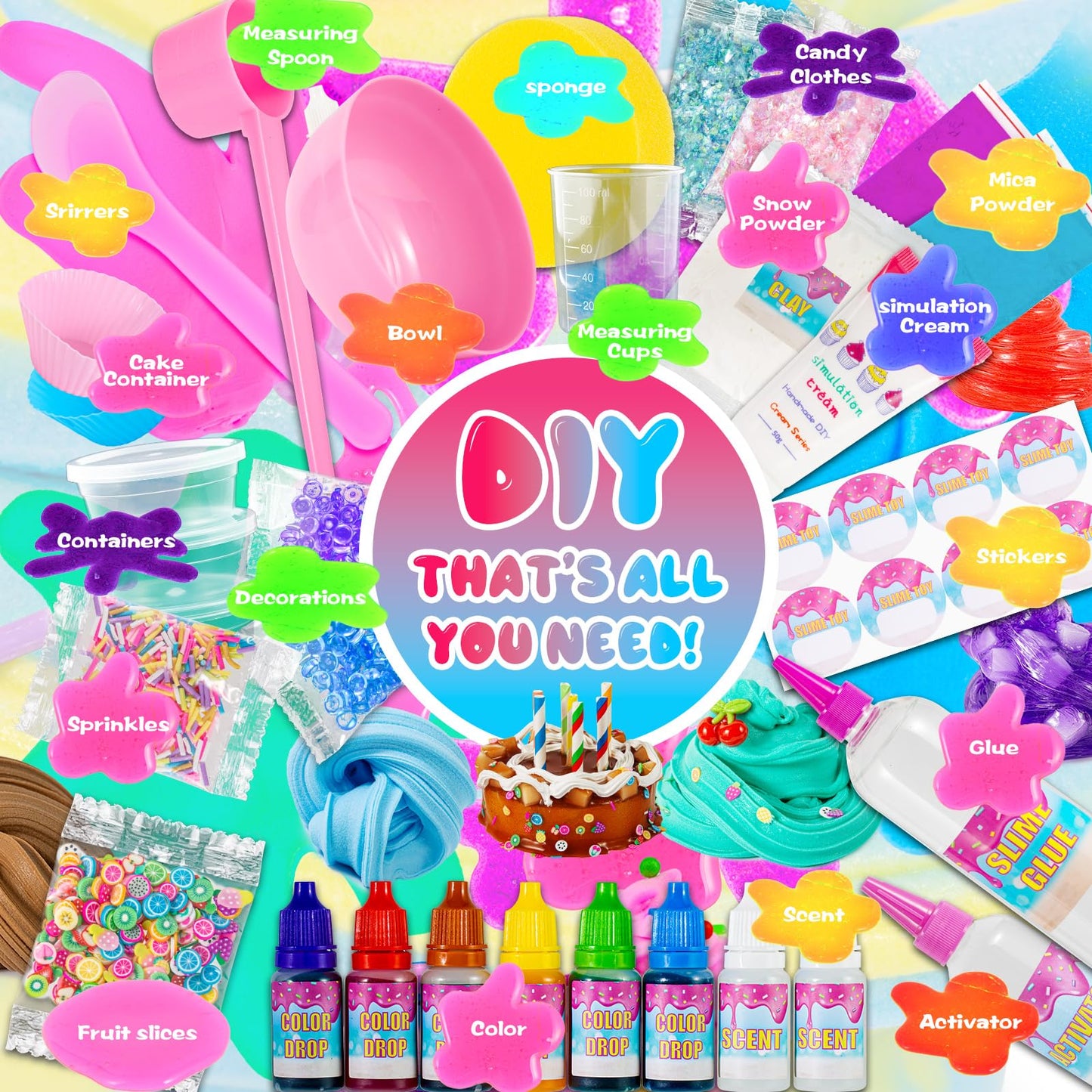 GXYSLM Jumbo Slime Kit – All-in-One Slime Making Set for Butter & Confetti Slime