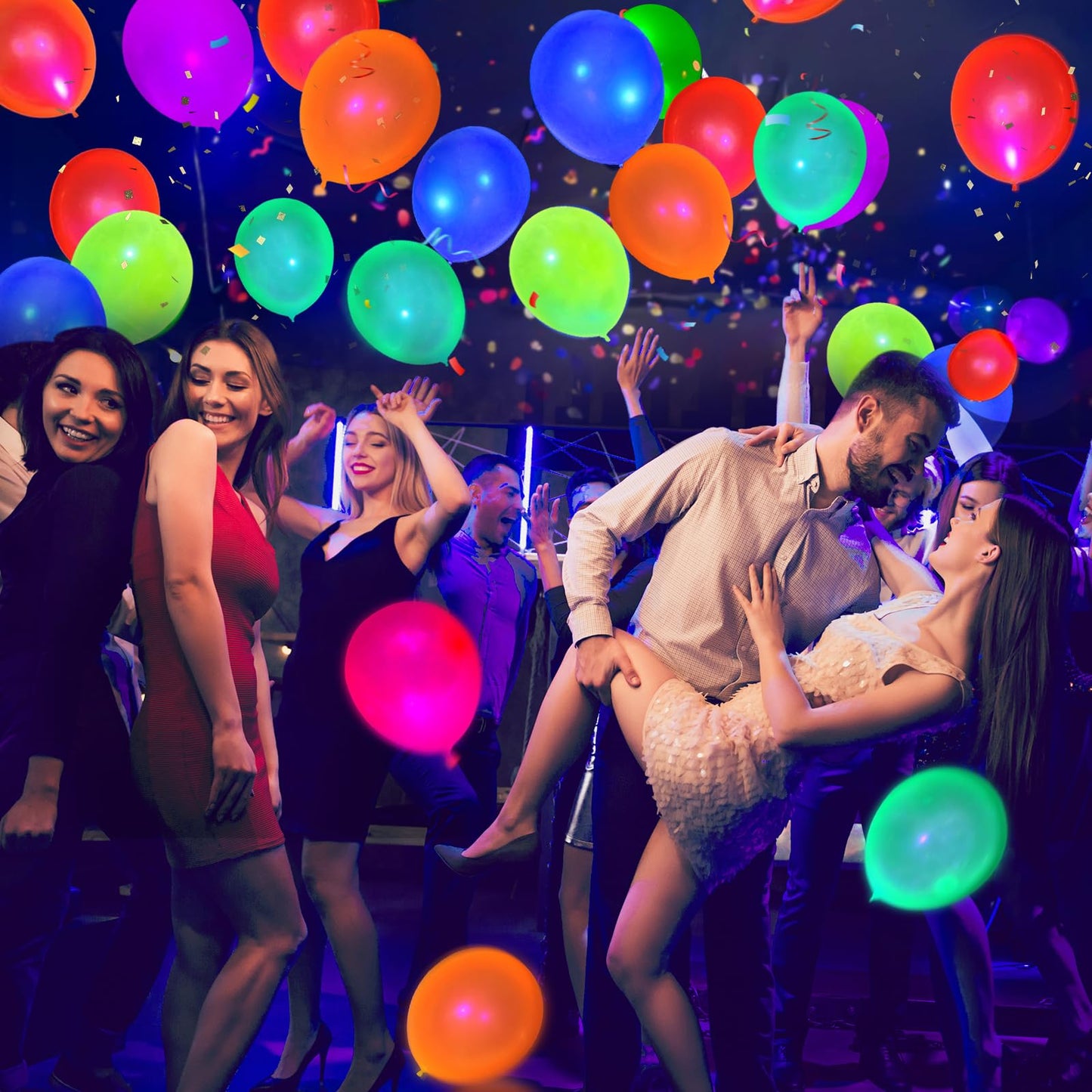 GYIPFIPA 100 Pcs UV Neon Balloons – Glow in the Dark Party Decor