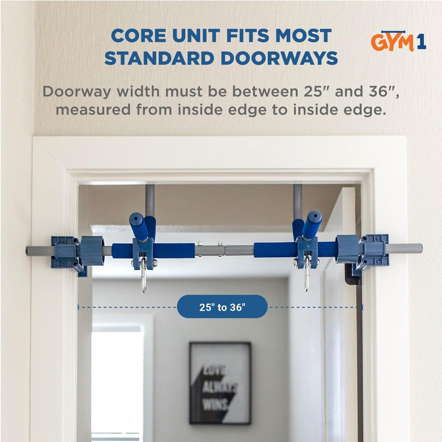 Gym1 Doorway Swing & Pull-Up Bar Gym — Indoor Kids Fitness Playset (2-Piece, Blue)