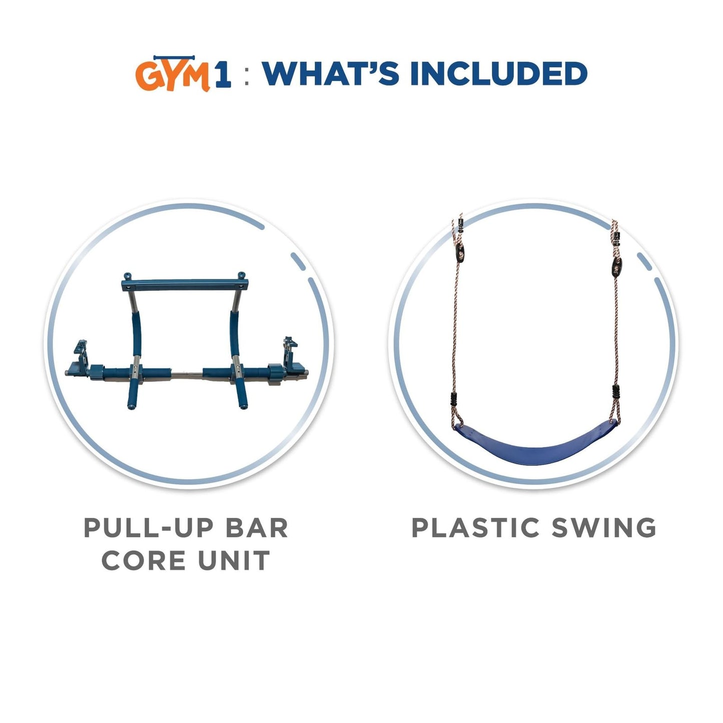 Gym1 Doorway Swing & Pull-Up Bar Gym — Indoor Kids Fitness Playset (2-Piece, Blue)