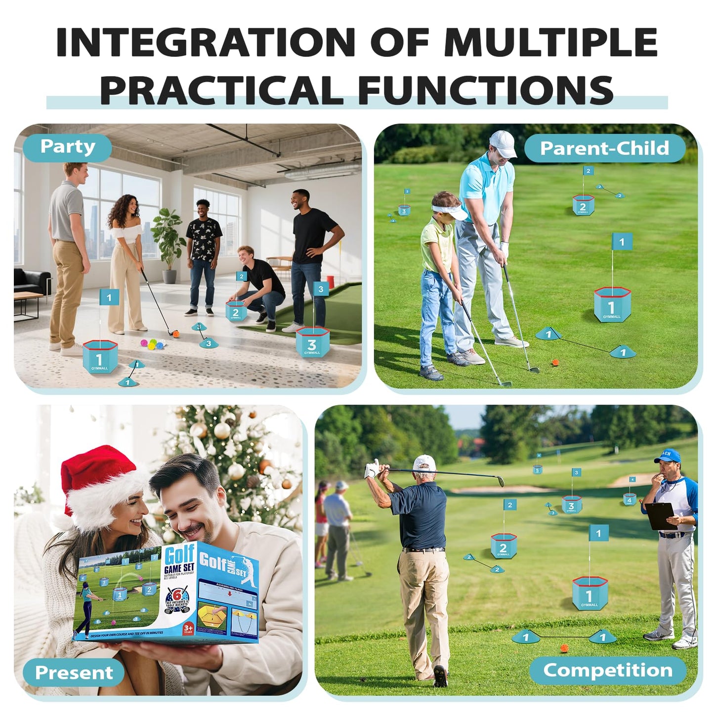 GYMMALL Golf Bucket Yard Game – Portable Backyard Golf Set with 6 Holes (Blue)