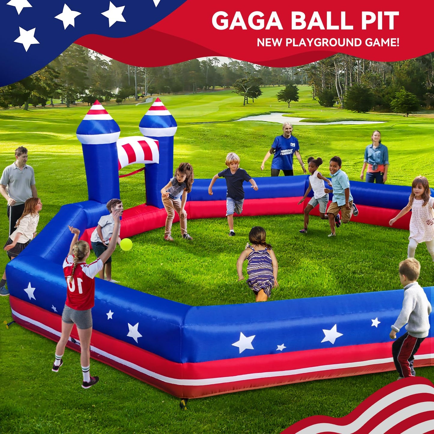 GYMMALL Gaga Ball Pit Inflatable 20FT with Built-in Blower – Portable Indoor/Outdoor Gagaball Court