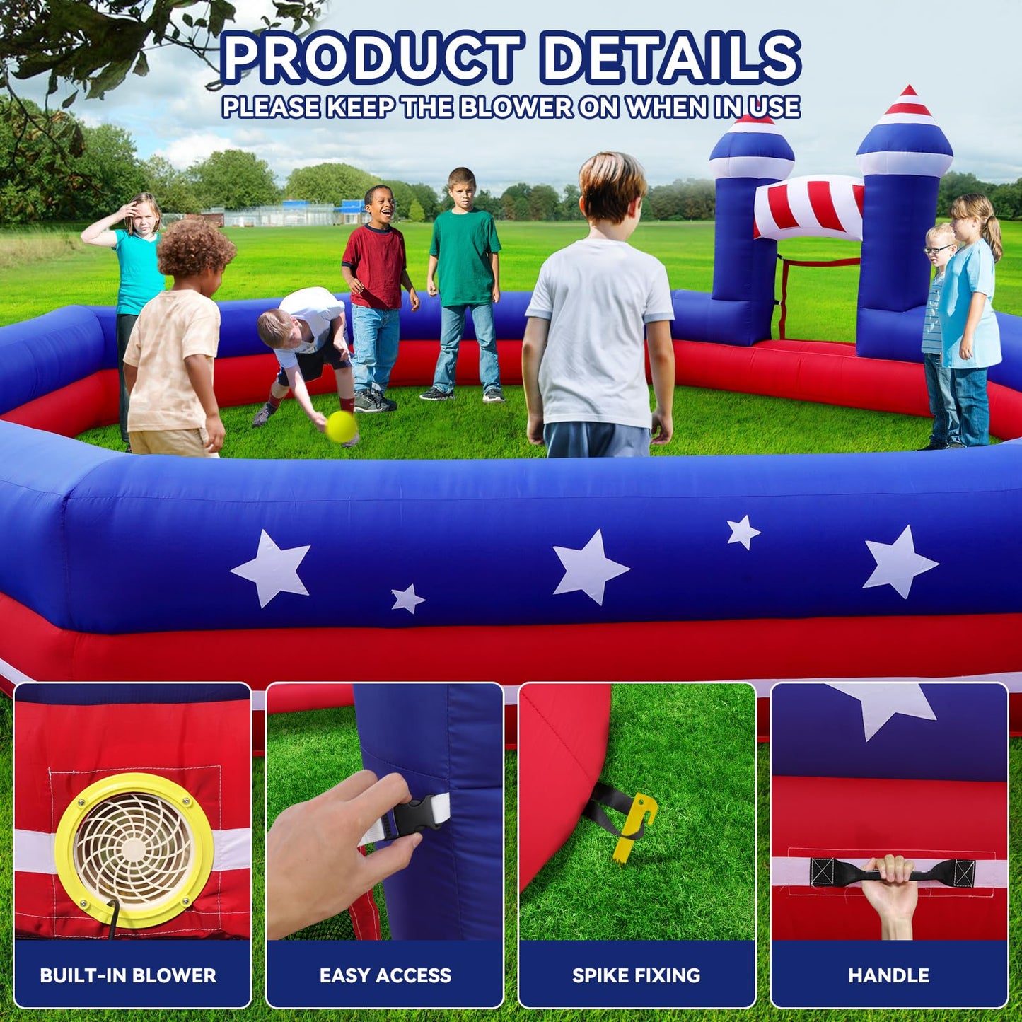 GYMMALL Gaga Ball Pit Inflatable 20FT with Built-in Blower – Portable Indoor/Outdoor Gagaball Court