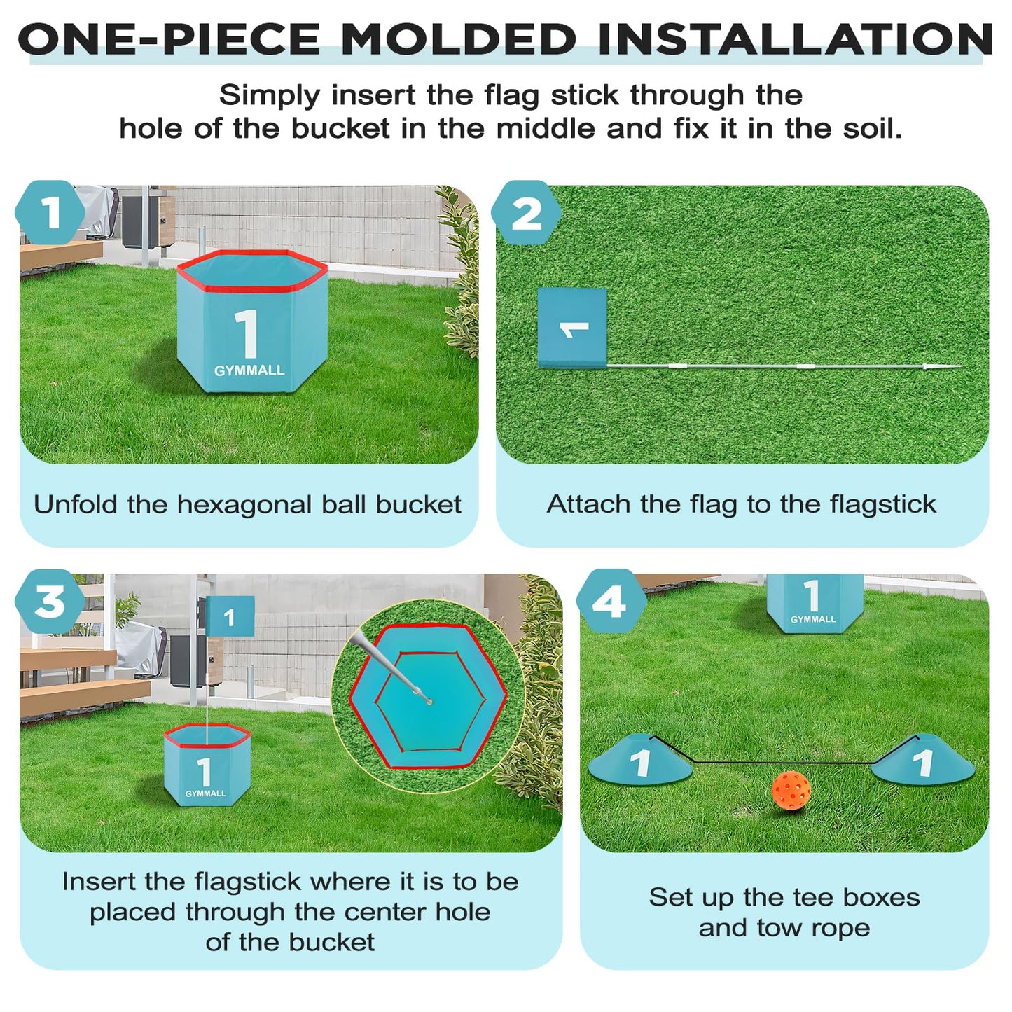 GYMMALL Golf Bucket Yard Game – Portable Backyard Golf Set with 6 Holes (Blue)