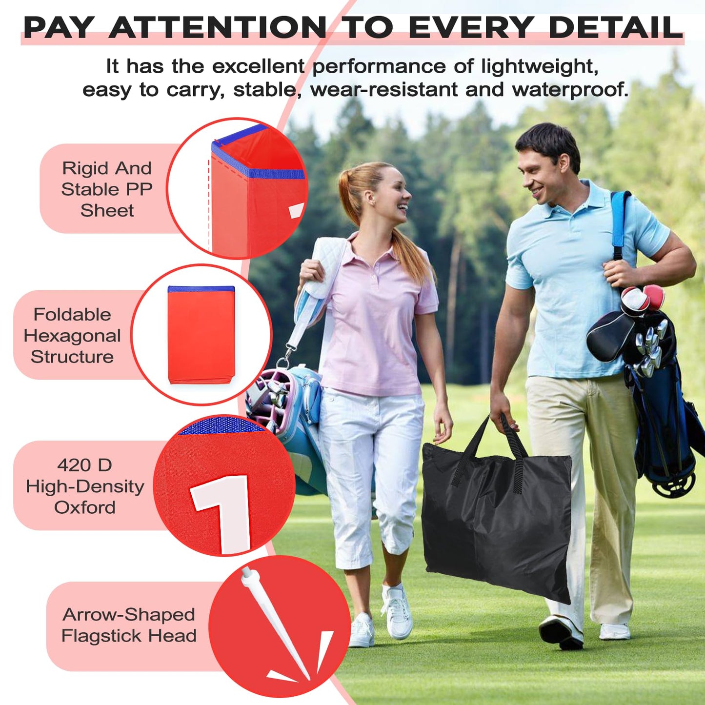GYMMALL Golf Bucket Yard Game – Portable 6-Hole Backyard Golf Set (Red)
