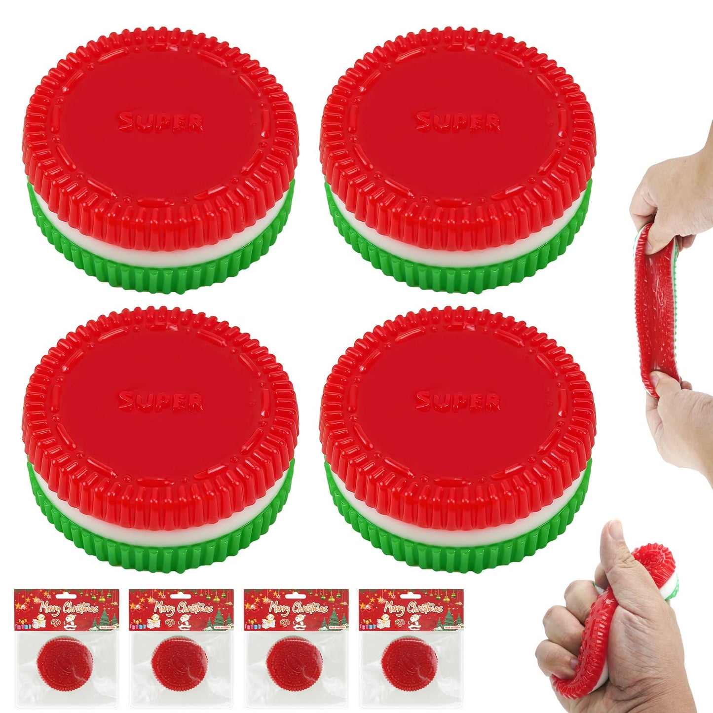 Gytera Christmas Cookie Squishies – 4 Pack Fidget Toys for Stress Relief & Focus