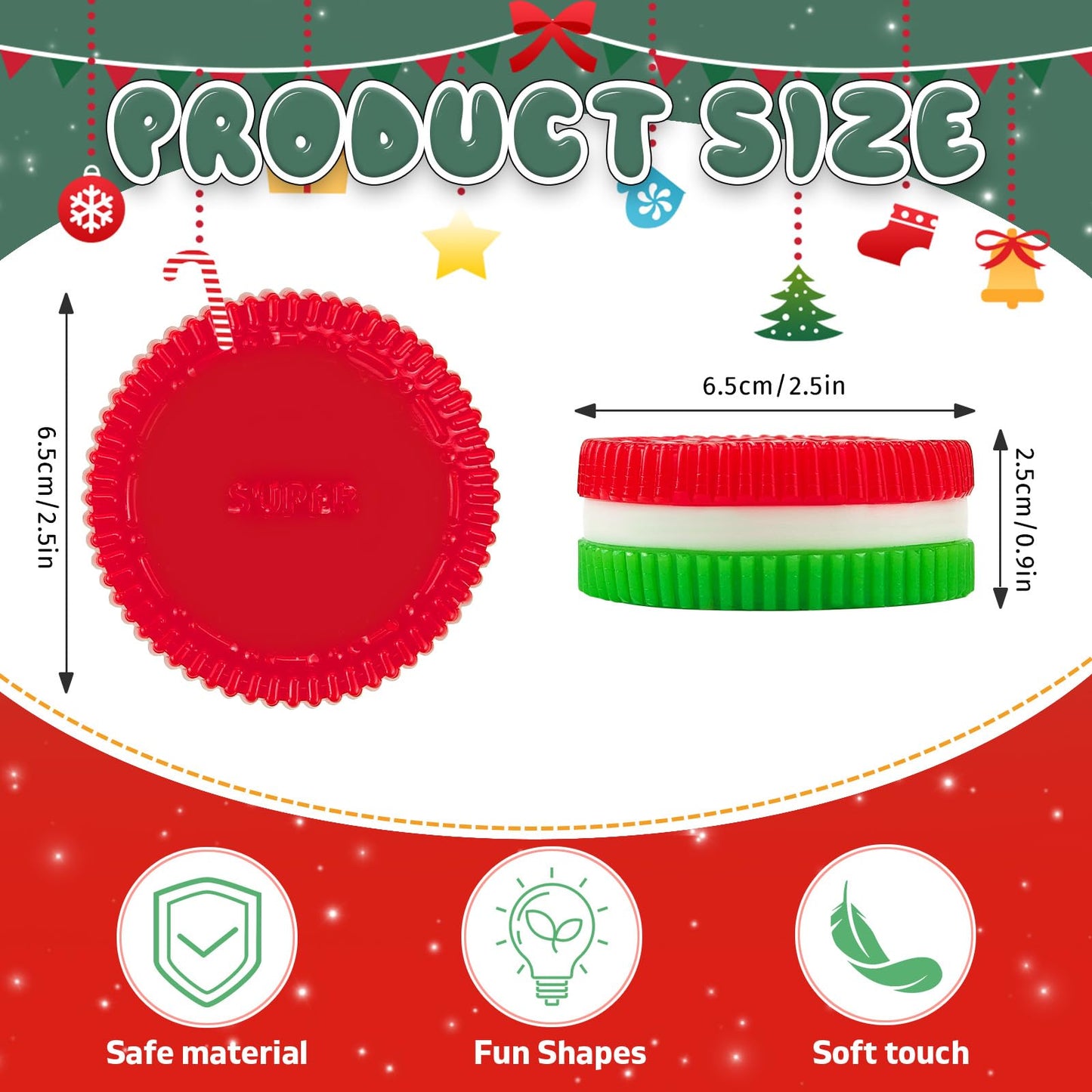 Gytera Christmas Cookie Squishies – 4 Pack Fidget Toys for Stress Relief & Focus