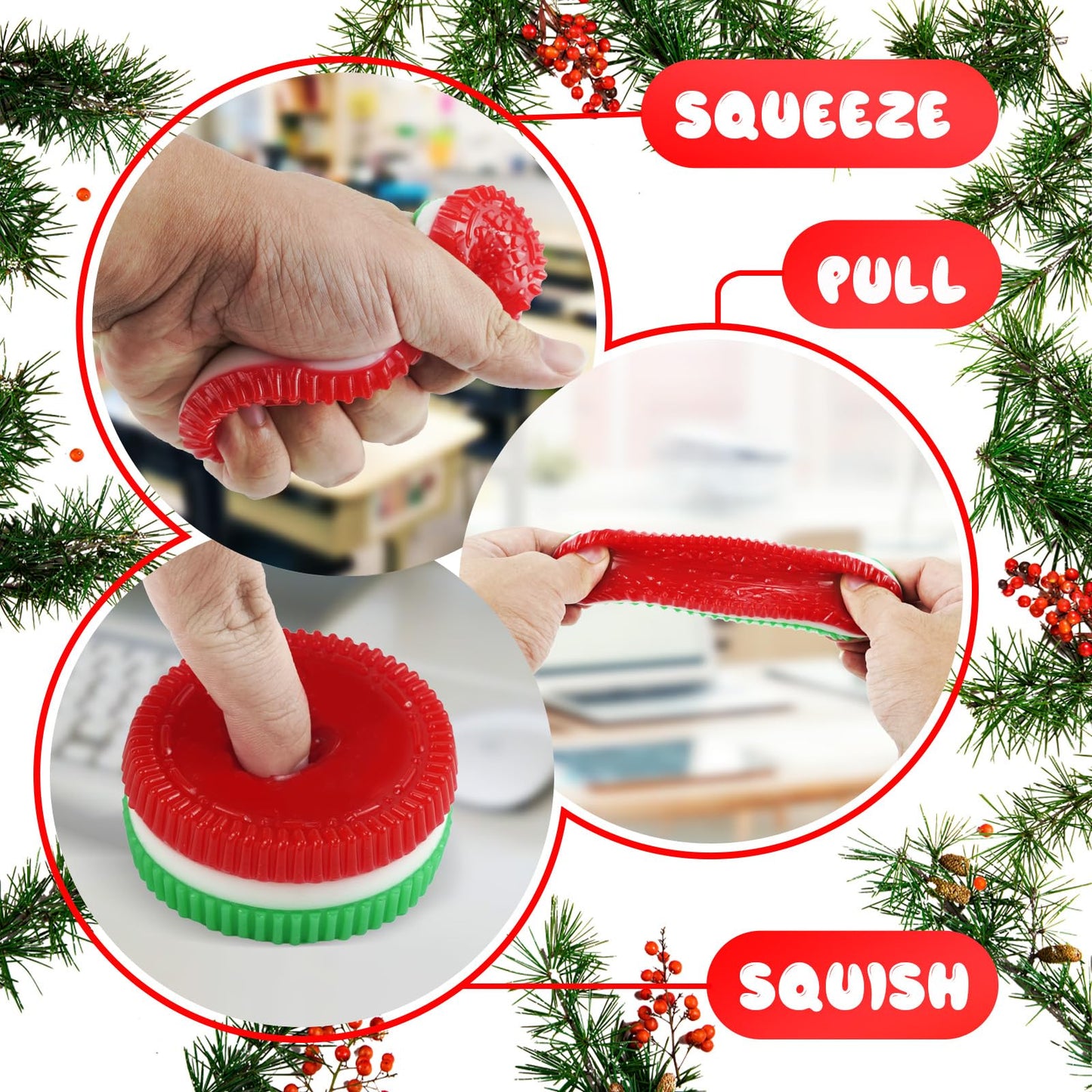 Gytera Christmas Cookie Squishies – 4 Pack Fidget Toys for Stress Relief & Focus