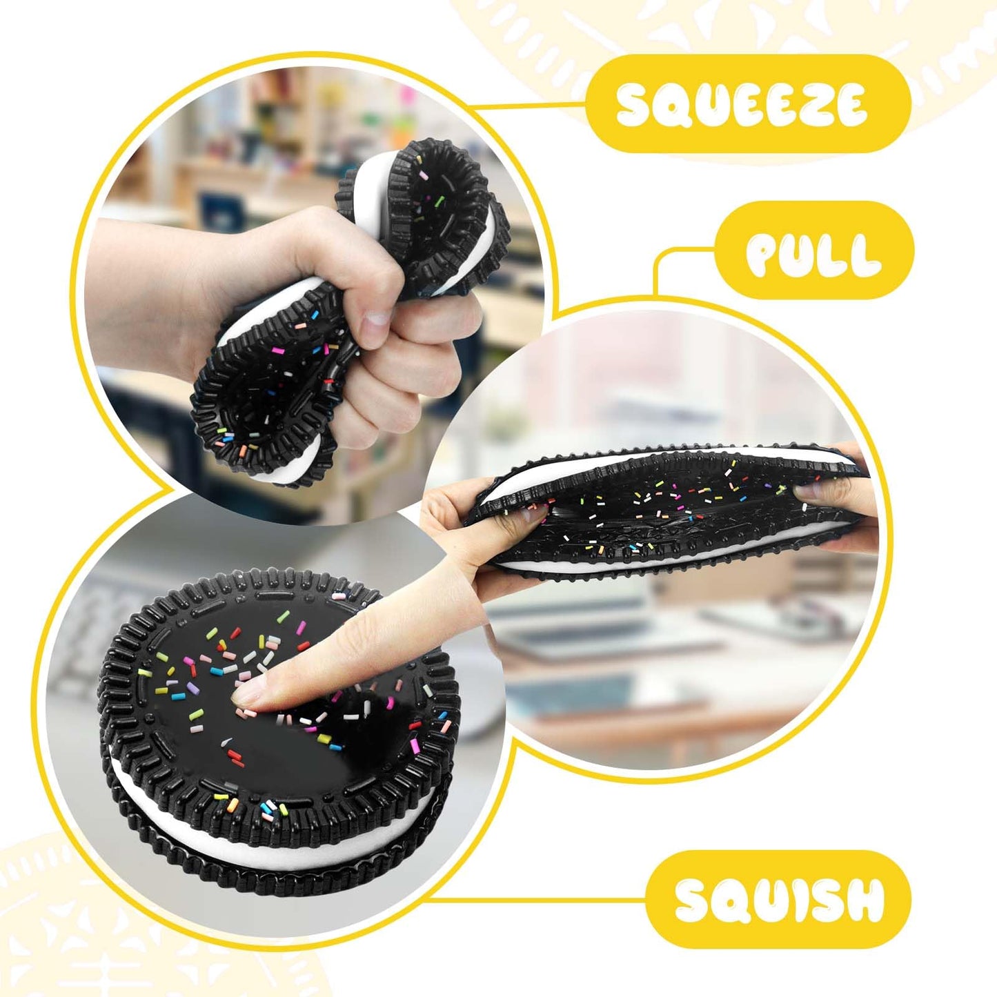 Gytera Cookie Squishies – Fidget Toys for Adults, 2-Pack (Large Black)
