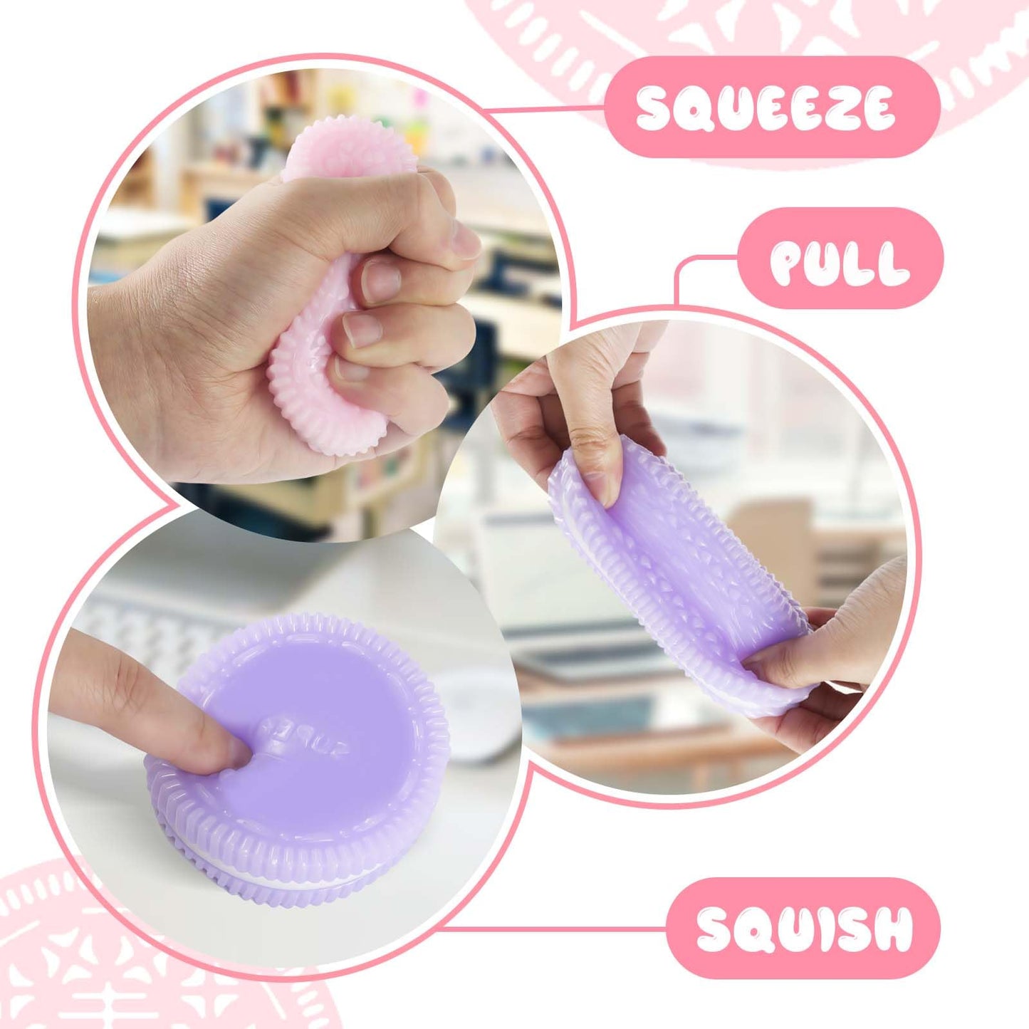 Gytera Sticky Cookie Squishies – 4 Pack Fidget Toys for Adults | Stress Relief & Calming Sensory Play