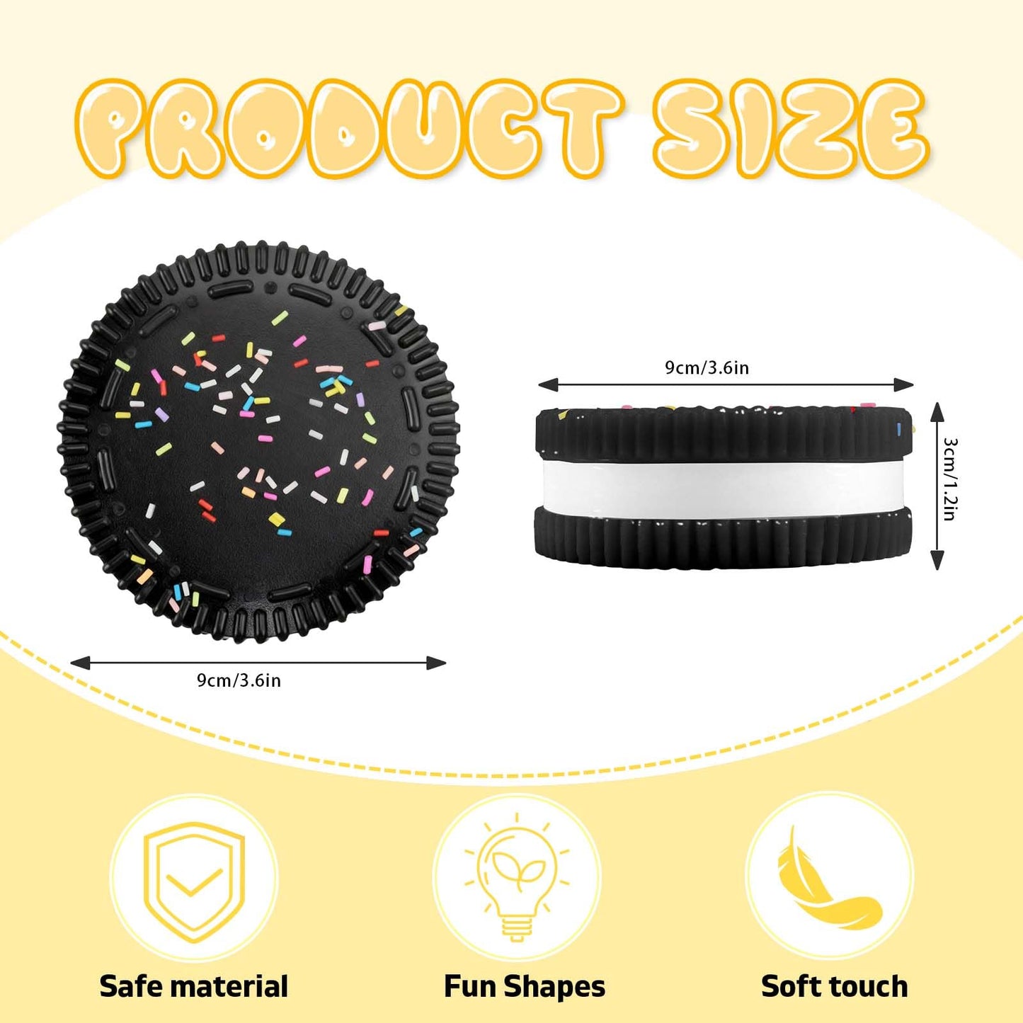 Gytera Cookie Squishies – Fidget Toys for Adults, 2-Pack (Large Black)
