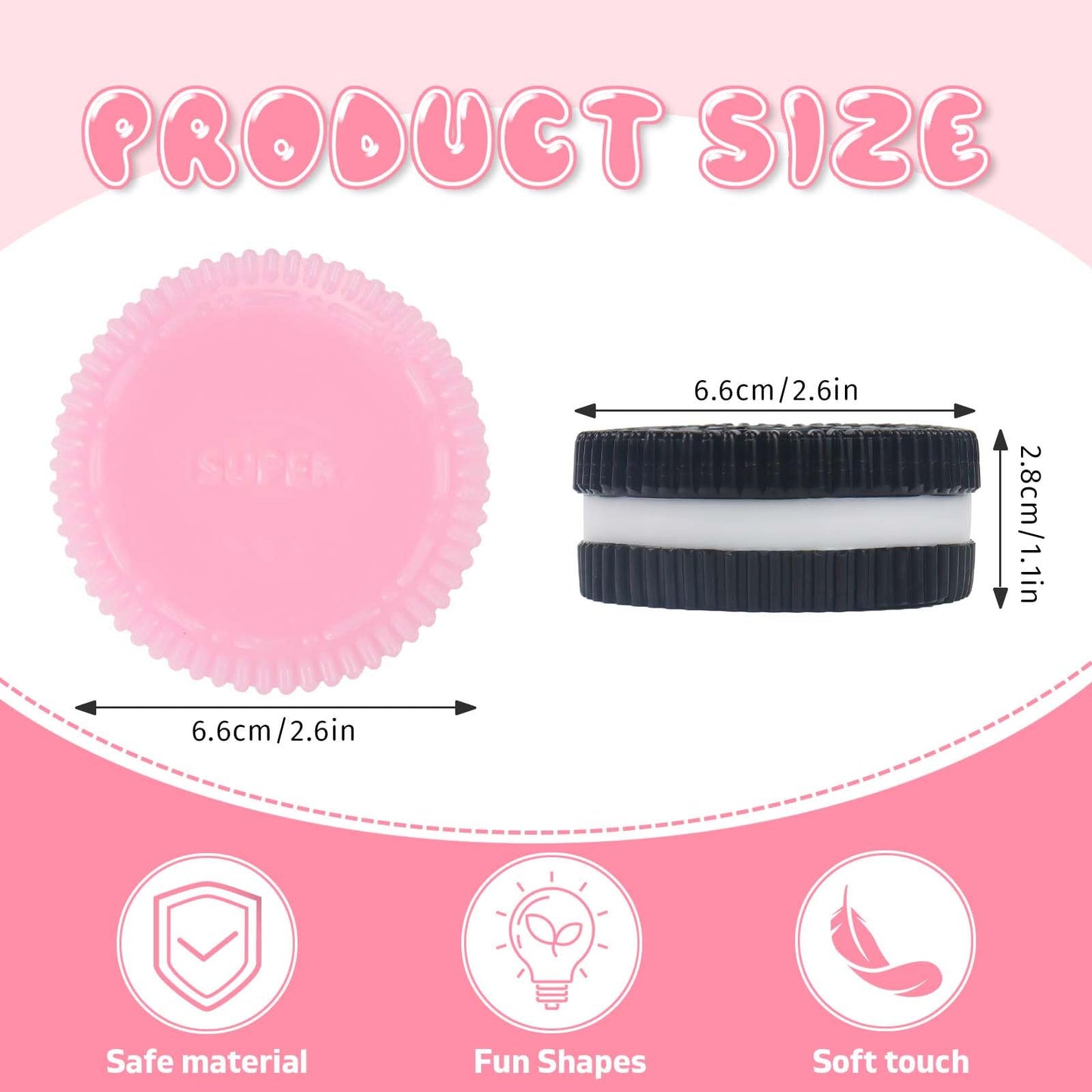 Gytera Sticky Cookie Squishies — 2-Pack Fidget Toys for Adults (Pink & Black)