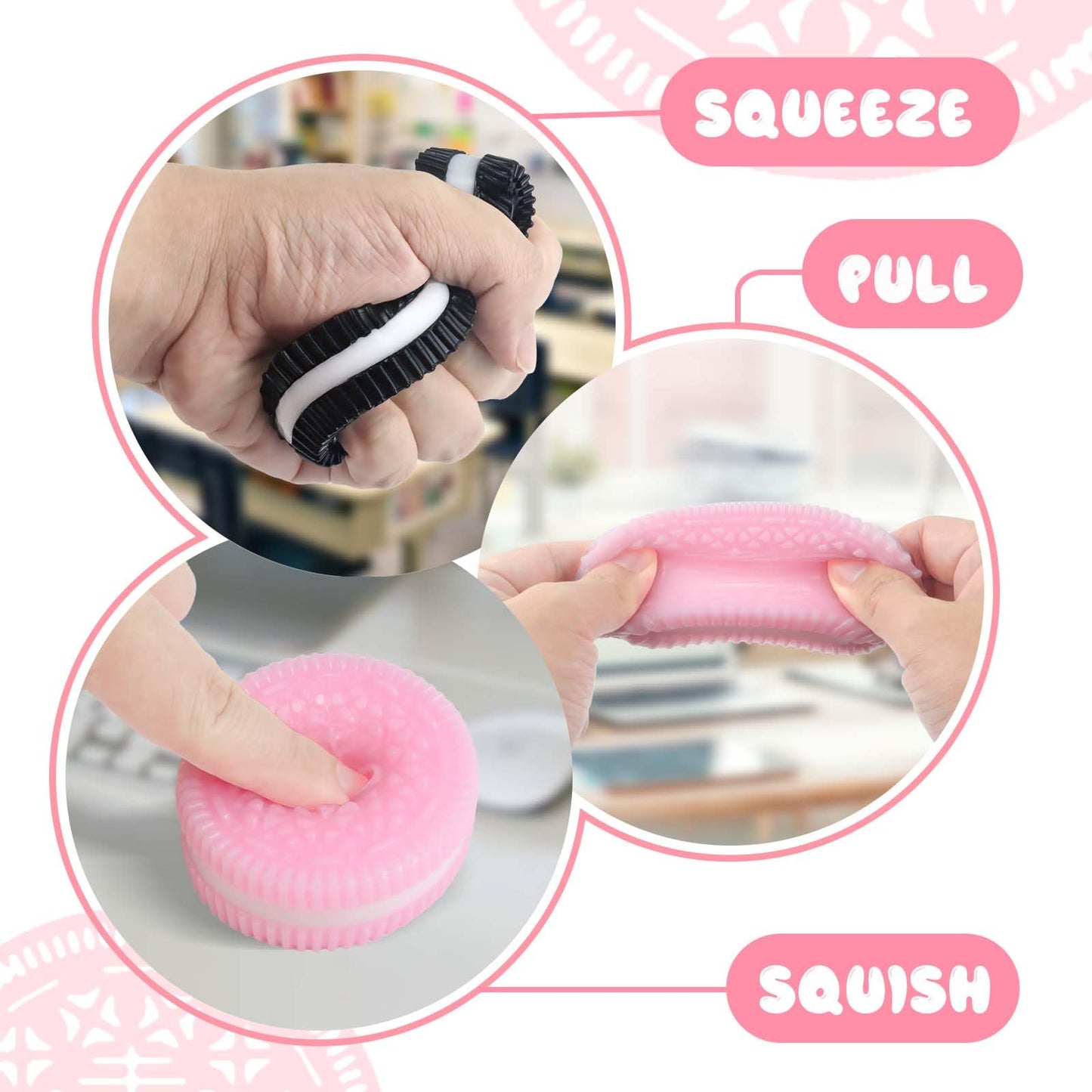 Gytera Sticky Cookie Squishies — 2-Pack Fidget Toys for Adults (Pink & Black)