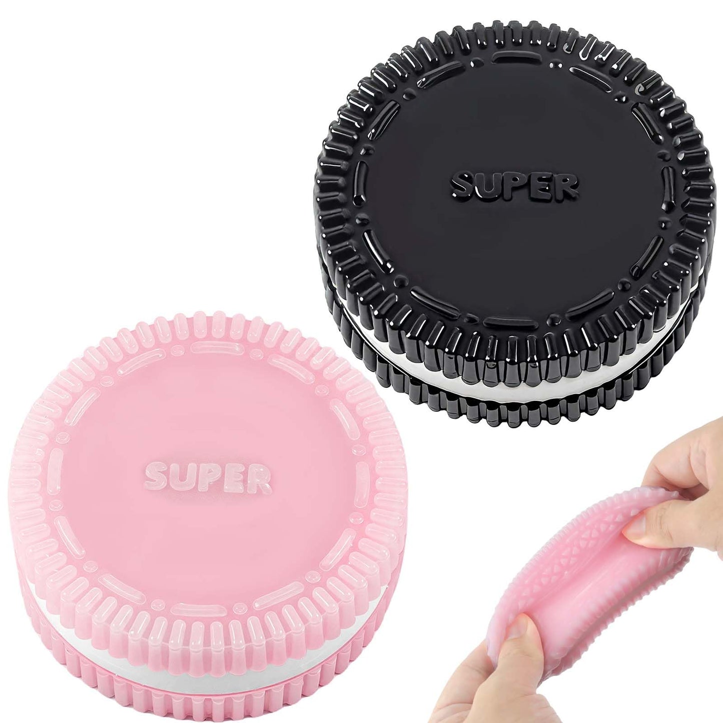 Gytera Sticky Cookie Squishies — 2-Pack Fidget Toys for Adults (Pink & Black)