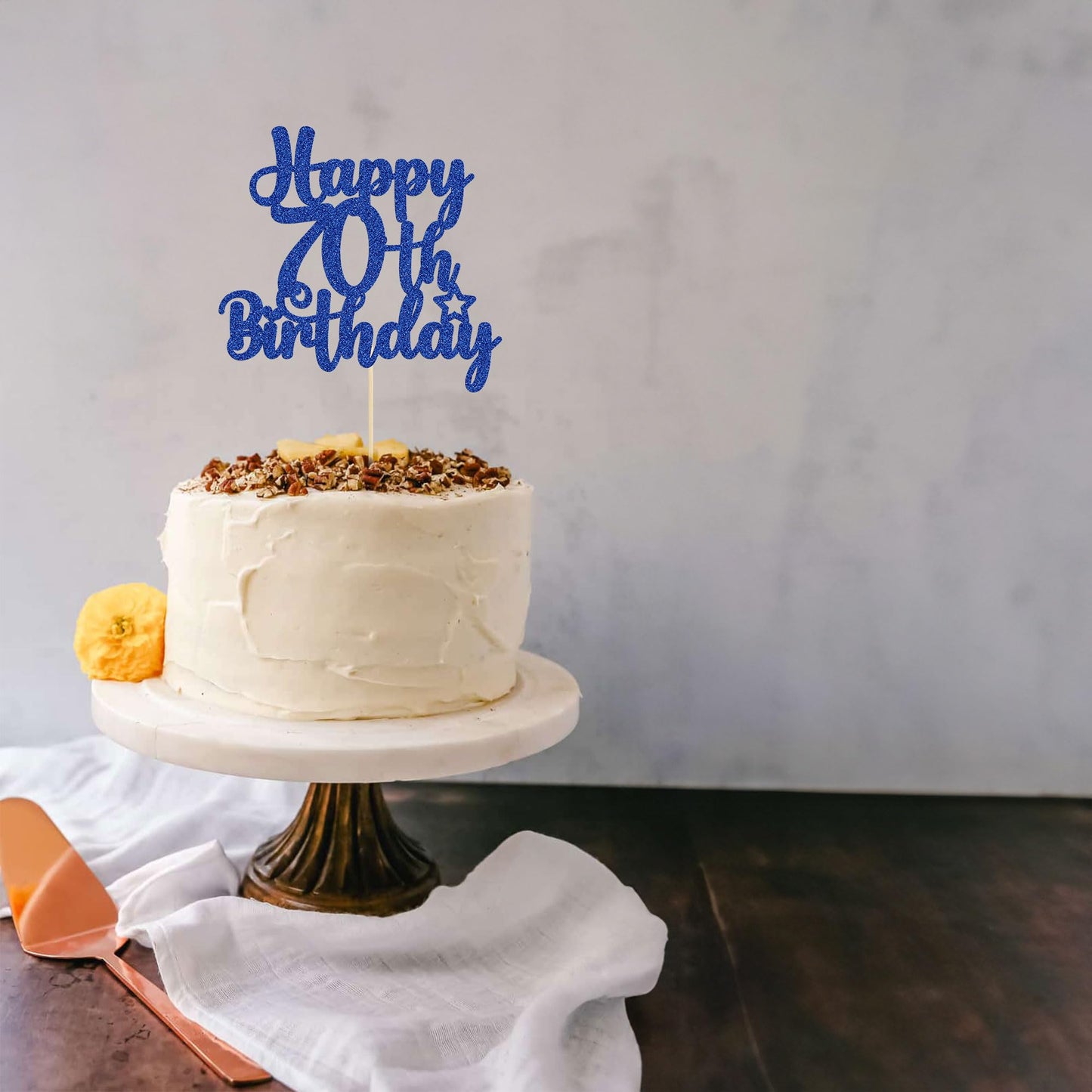 Gyufise 70th Birthday Cake Topper – Glitter 70 & Fabulous (Blue), Cheers to 70 Years