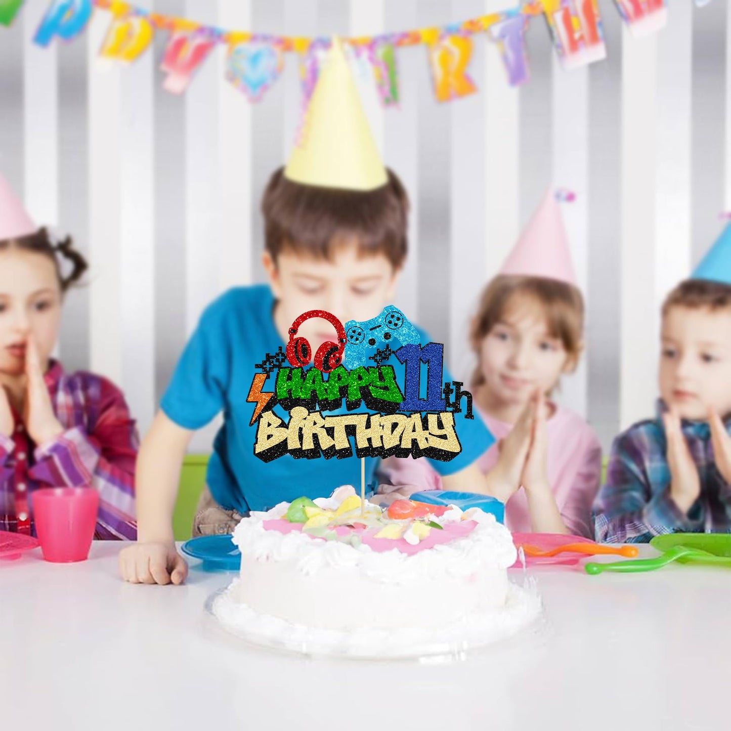 Gyufise 1Pcs 11th Birthday Video Game Cake Topper – Gaming Level Unlocked Controller Theme