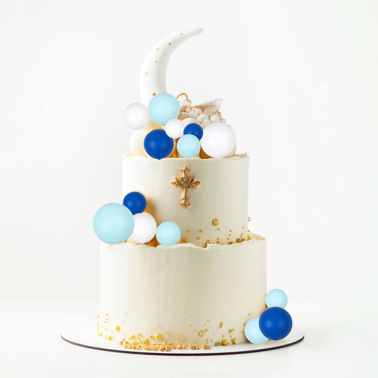 Gyufise 30Pcs Ball Cake Picks – Colorful Blue, White & Dark Blue Ball Topper Set for Cakes & Desserts